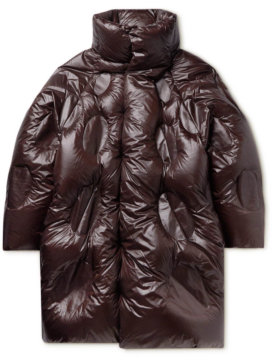 Shop Moncler Genius Dingyun Zhang Iaphia Oversized Quilted Glossed-shell Hooded Down Coat In Brown