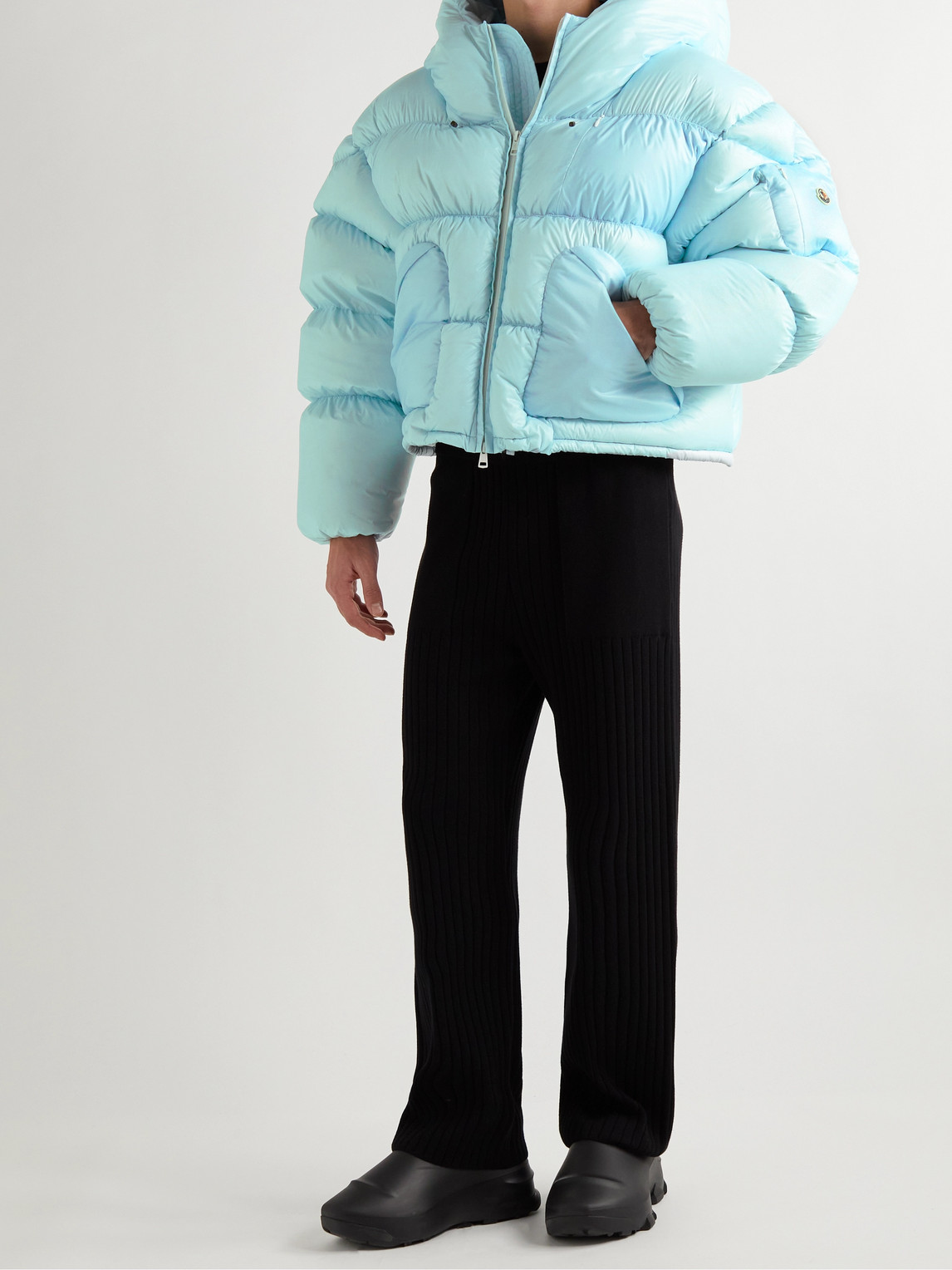 Shop Moncler Genius Dingyun Zhang Josa Logo-appliquéd Quilted Shell Hooded Down Jacket In Blue