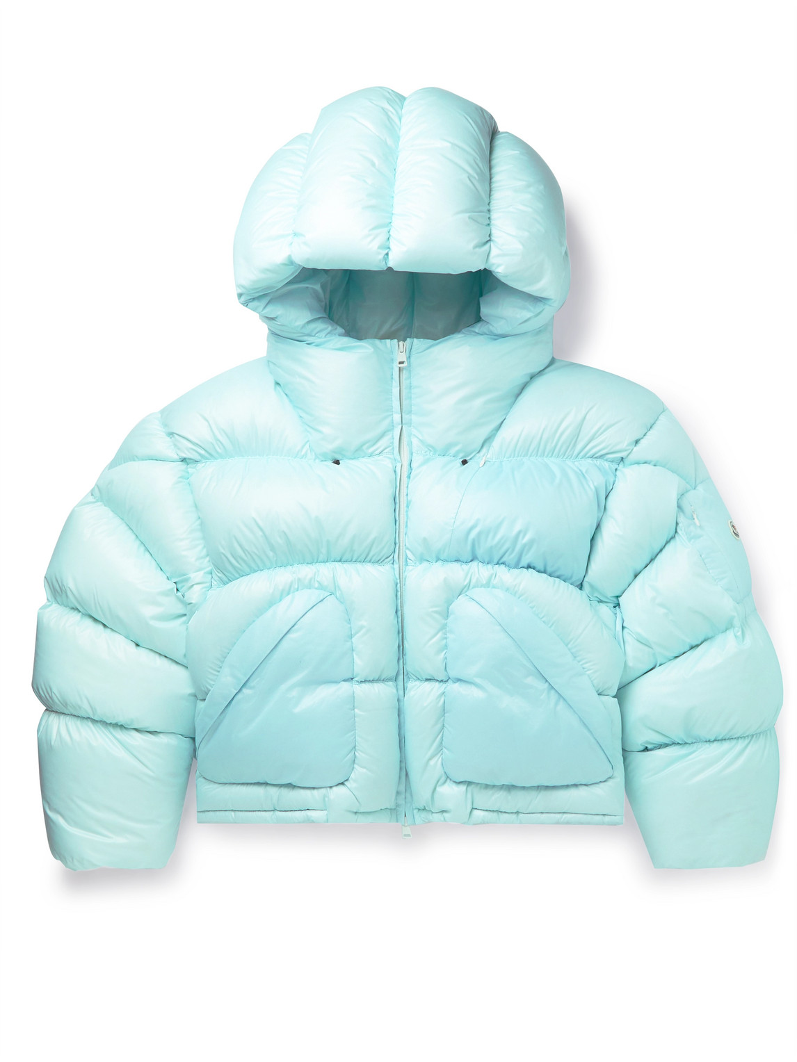 Shop Moncler Genius Dingyun Zhang Josa Logo-appliquéd Quilted Shell Hooded Down Jacket In Blue