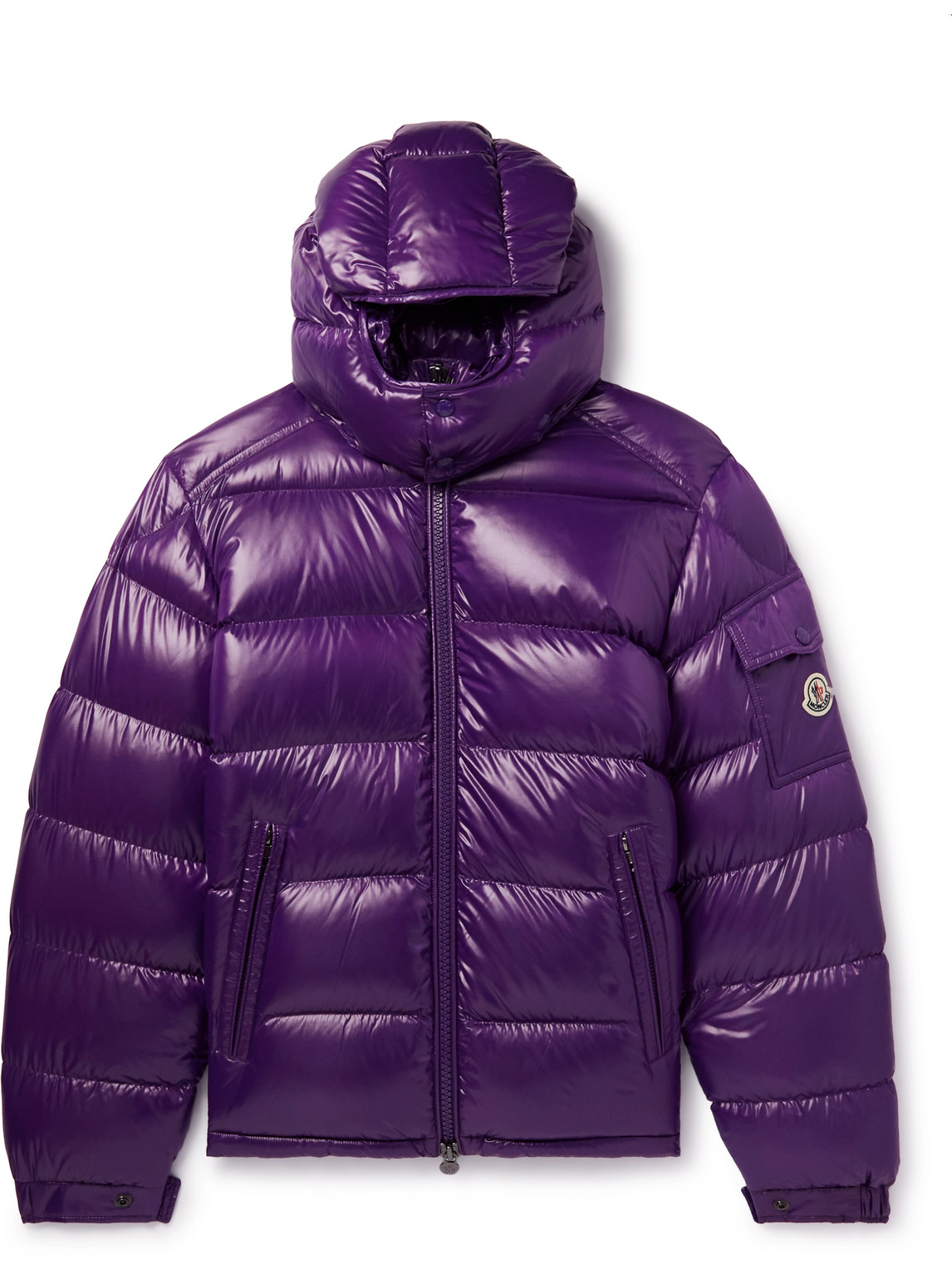 Shop Moncler Maya Quilted Shell Hooded Down Jacket In Purple