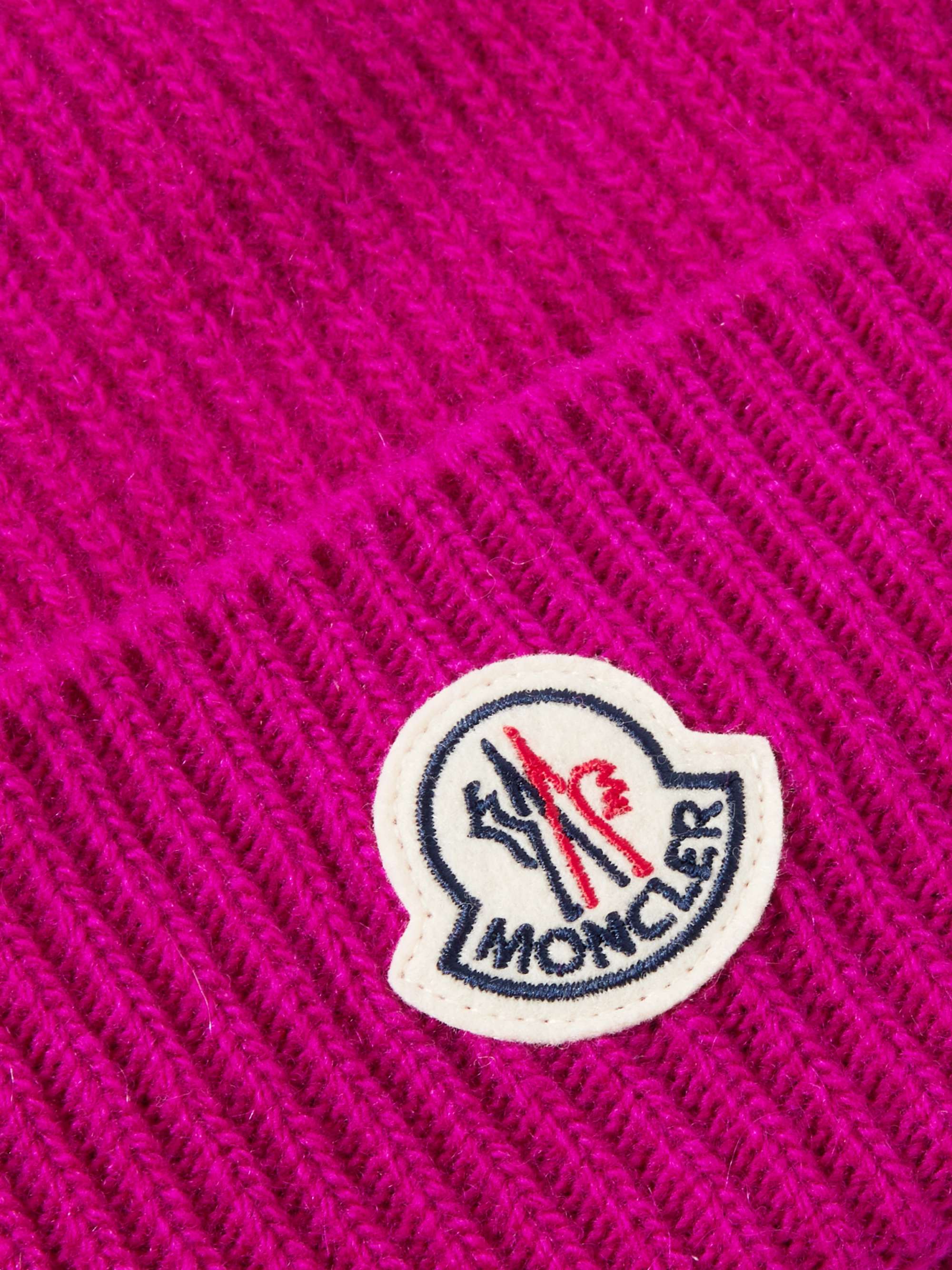 MONCLER Appliquéd Ribbed Virgin Wool and Cashmere-Blend Beanie