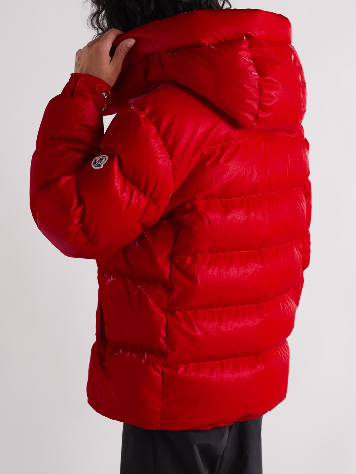 Moncler Verdon Quilted Coated Nylon-ripstop Down Hooded Jacket In Red