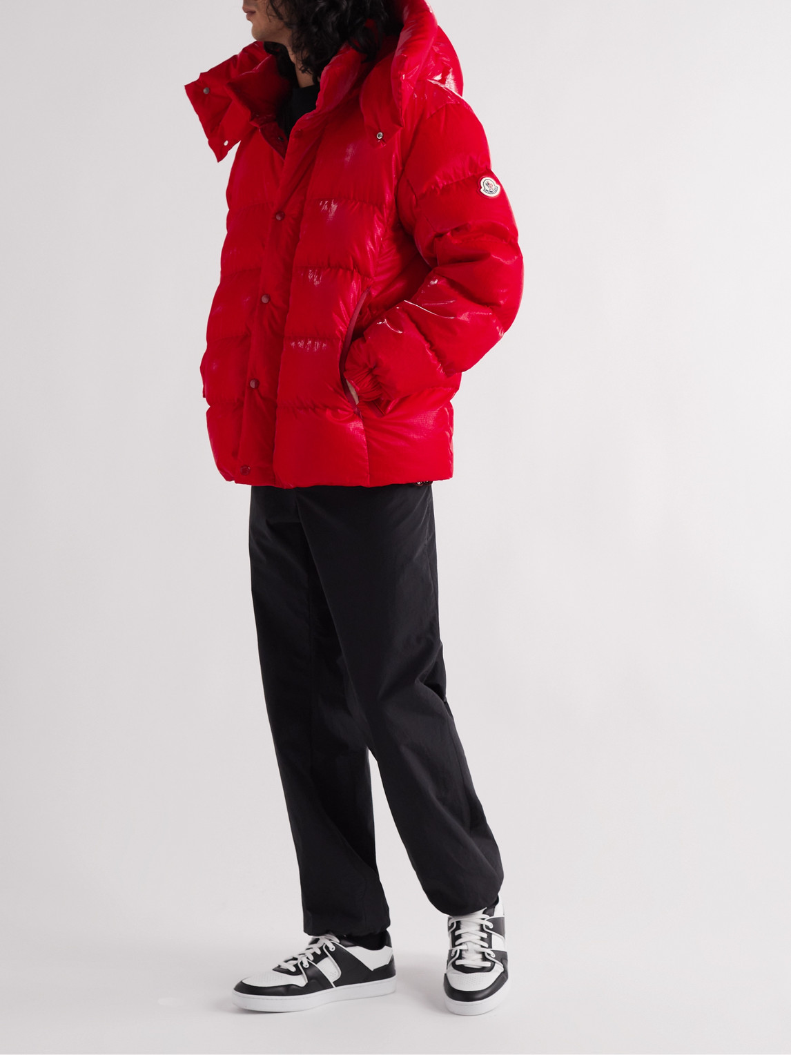 Shop Moncler Verdon Quilted Coated Nylon-ripstop Down Hooded Jacket In Red