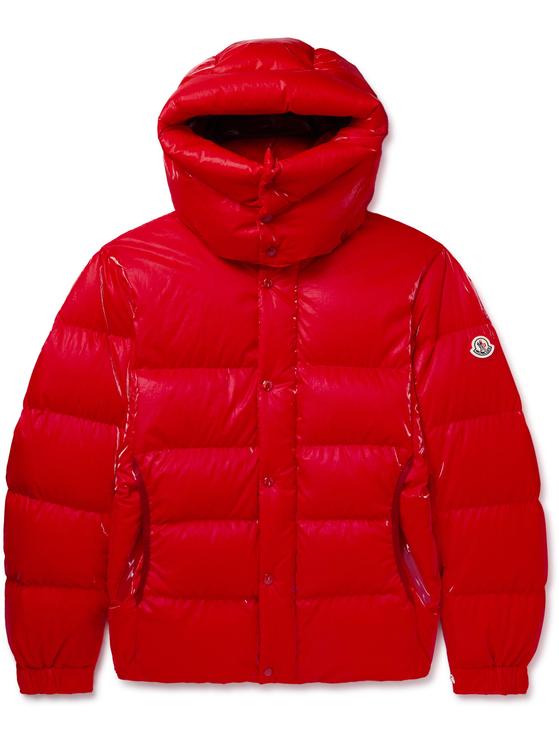 Shop Moncler Verdon Quilted Coated Nylon-ripstop Down Hooded Jacket In Red