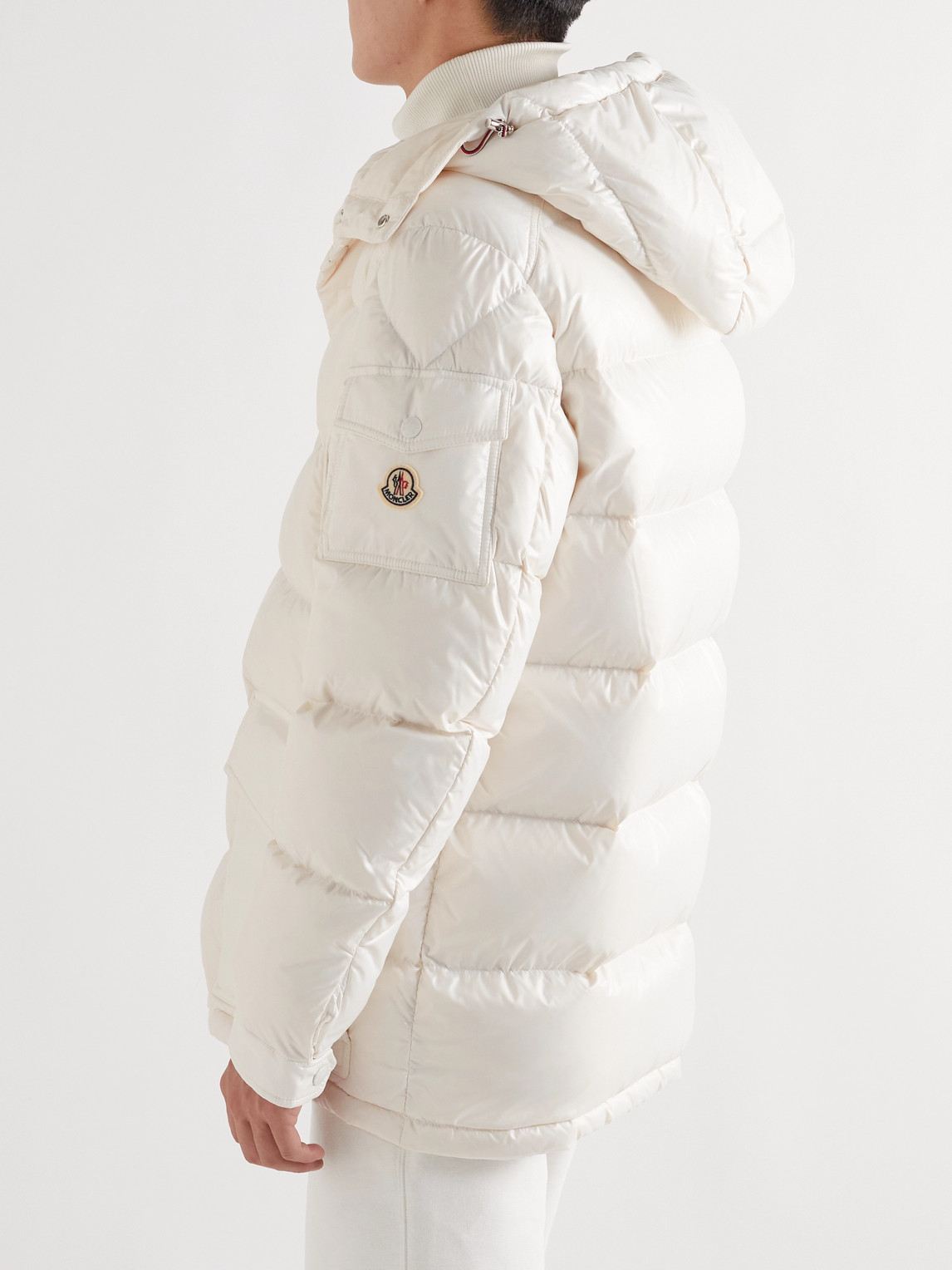 Shop Moncler Chiablese Quilted Glossed-shell Hooded Down Jacket In White