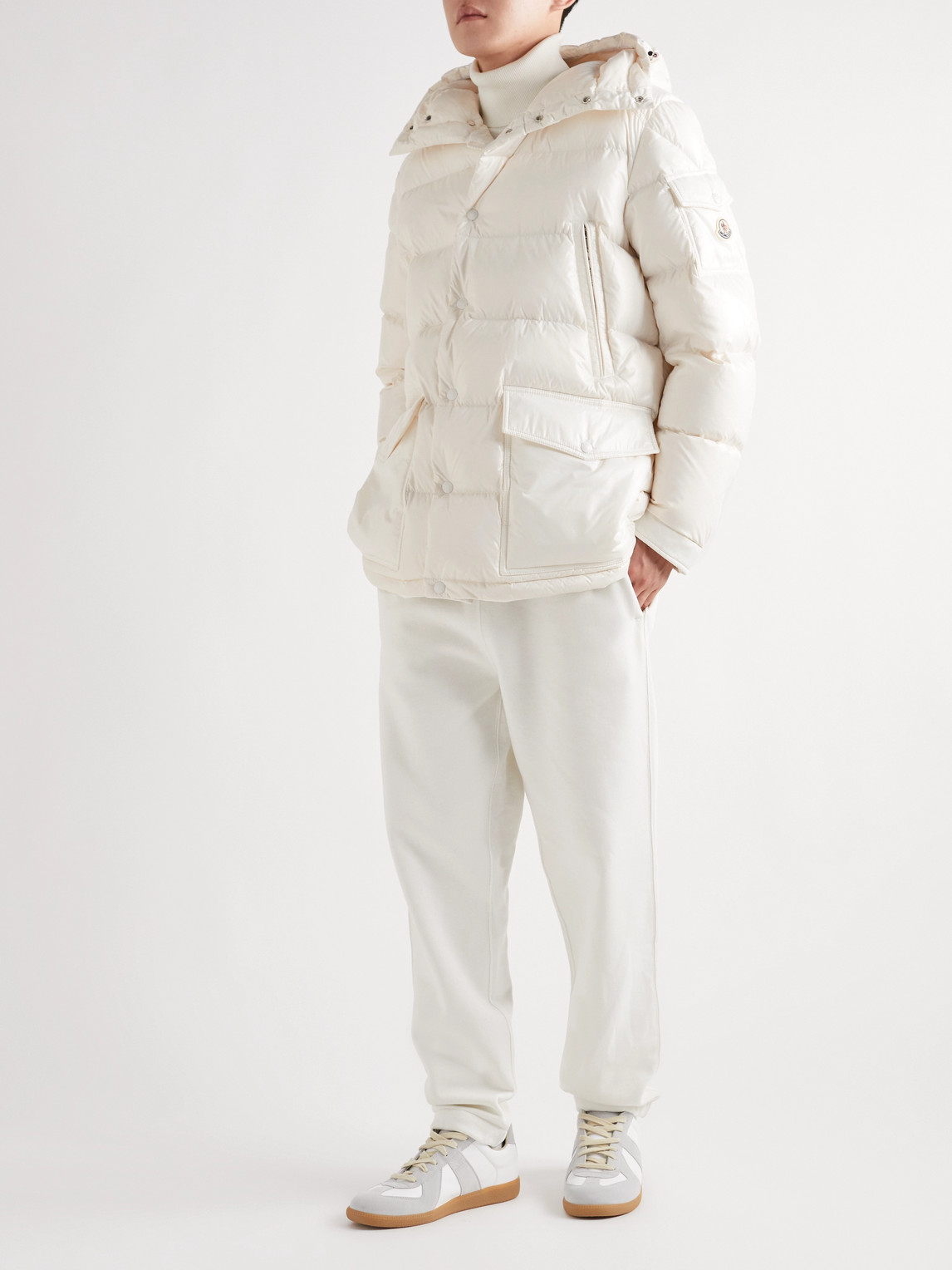 Shop Moncler Chiablese Quilted Glossed-shell Hooded Down Jacket In White