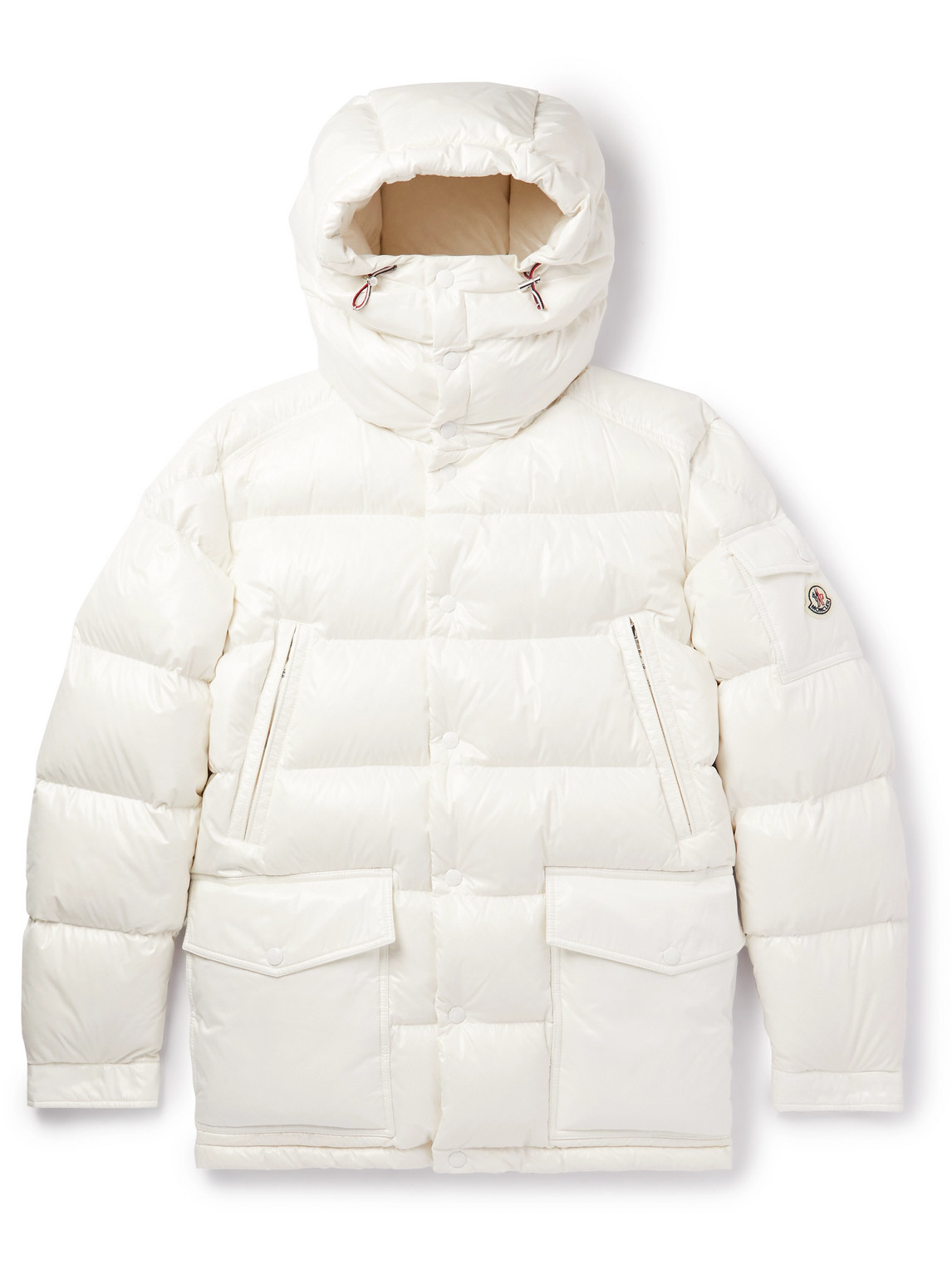 Shop Moncler Chiablese Quilted Glossed-shell Hooded Down Jacket In White