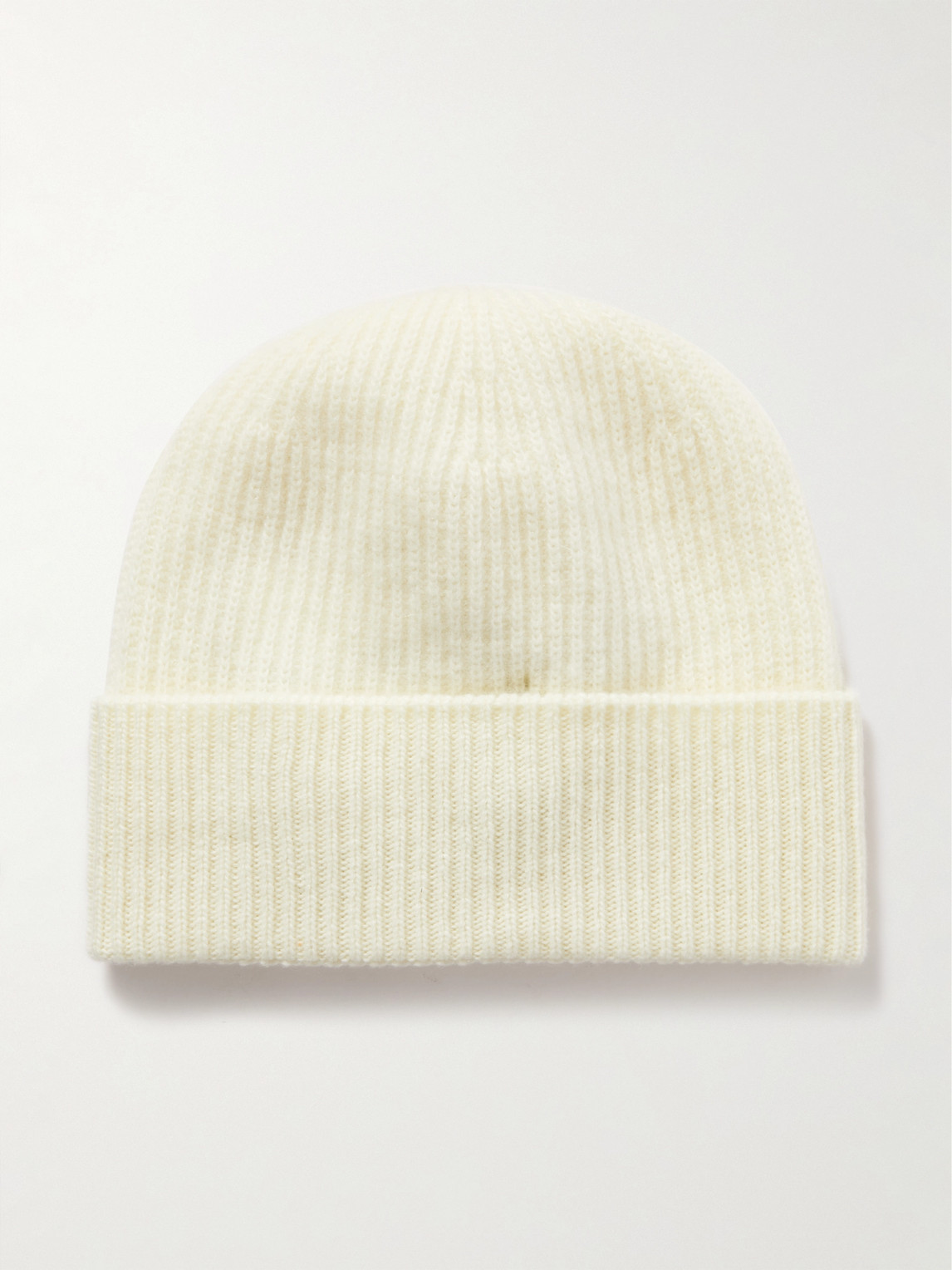 MONCLER APPLIQUÉD RIBBED VIRGIN WOOL AND CASHMERE-BLEND BEANIE