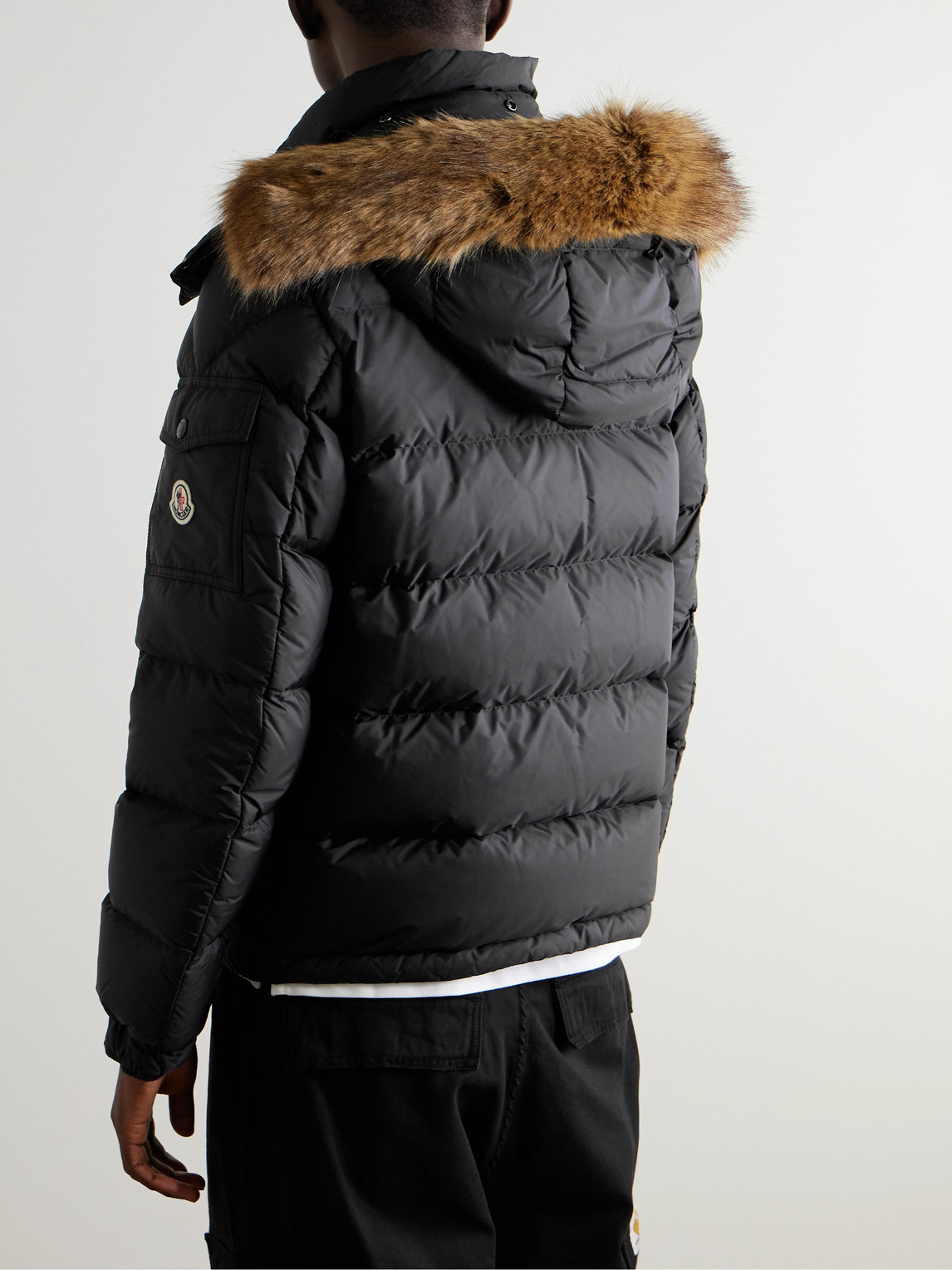 Shop Moncler Maya Faux Fur-trimmed Quilted Shell Down Jacket In Black