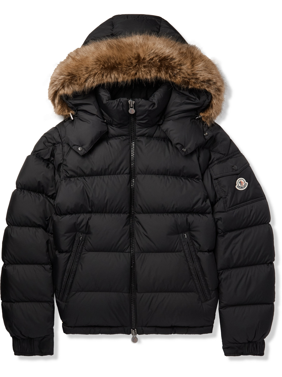 Moncler Mayaf Faux Fur-trimmed Quilted Shell Down Jacket In Black