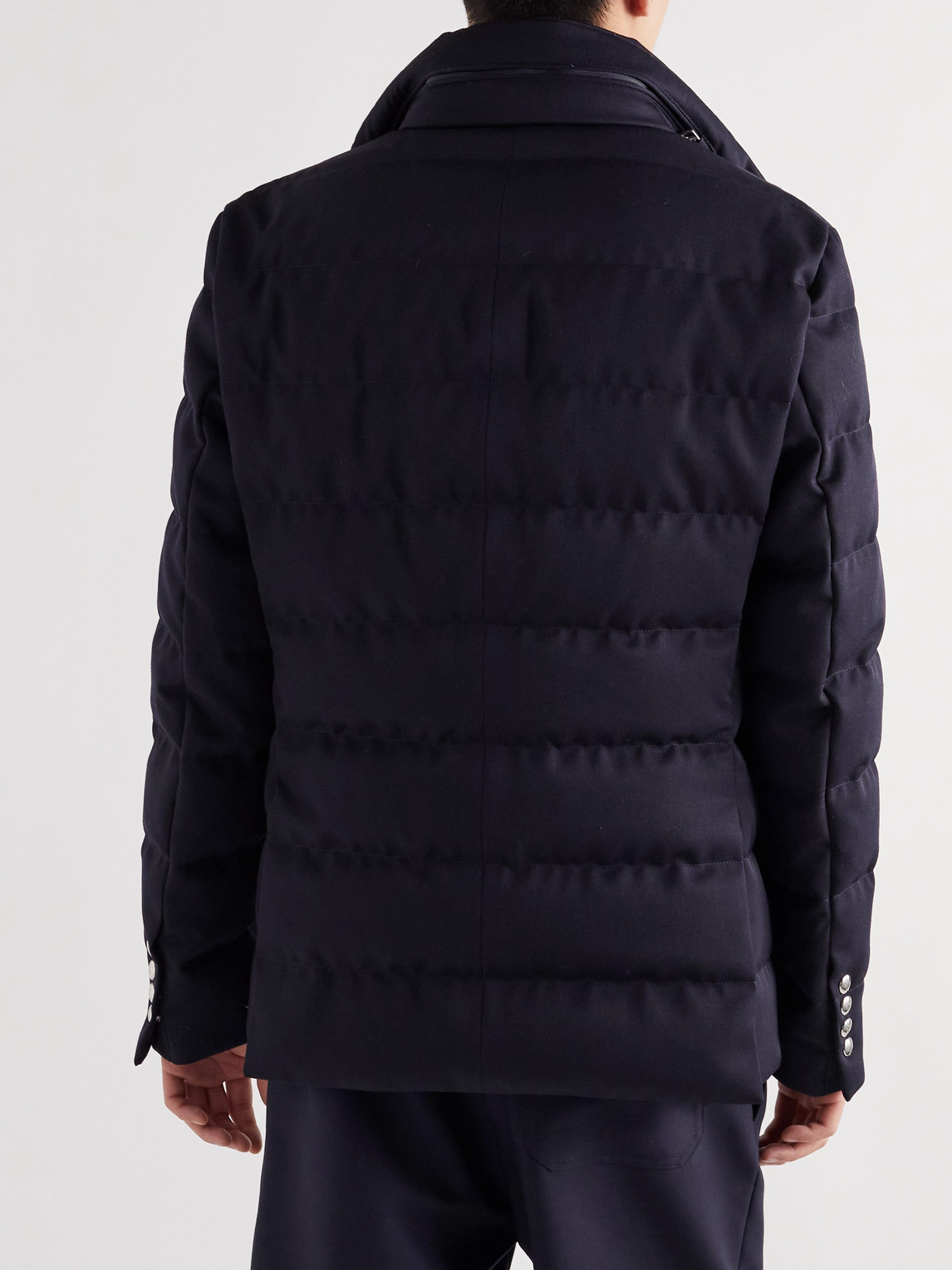 Shop Moncler Bess Convertible Nylon-trimmed Quilted Wool Down Jacket In Blue
