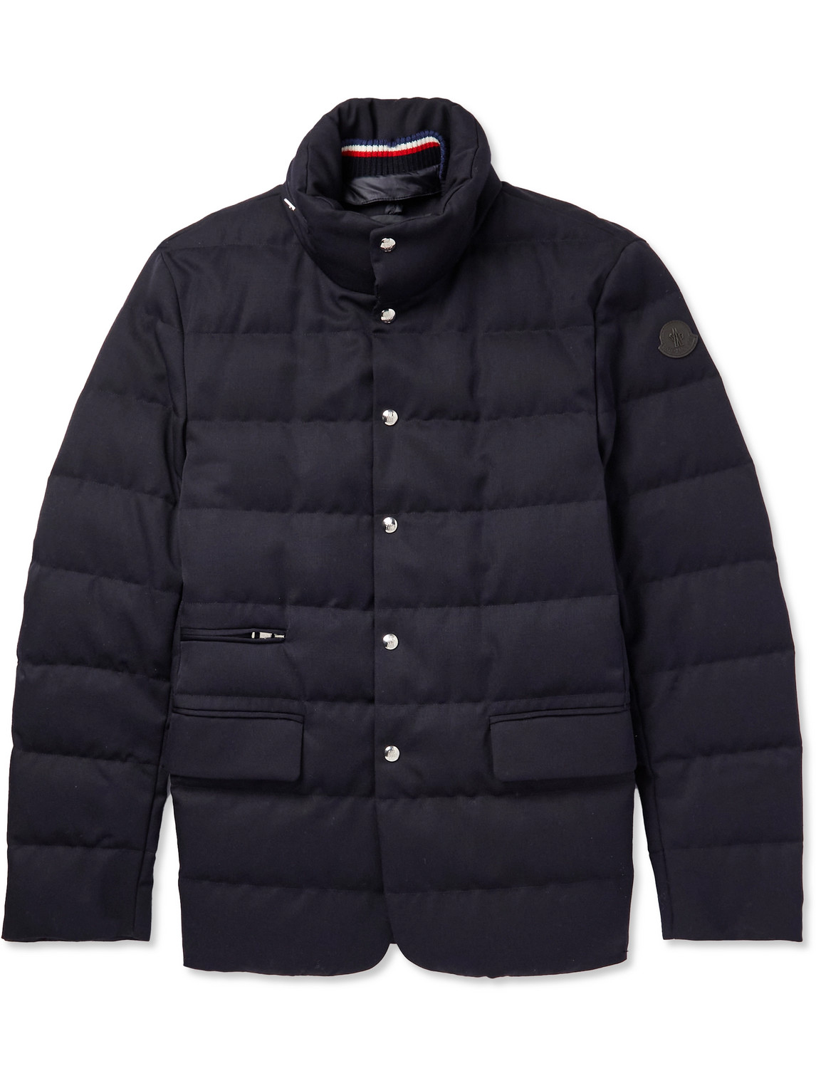 Shop Moncler Bess Convertible Nylon-trimmed Quilted Wool Down Jacket In Blue