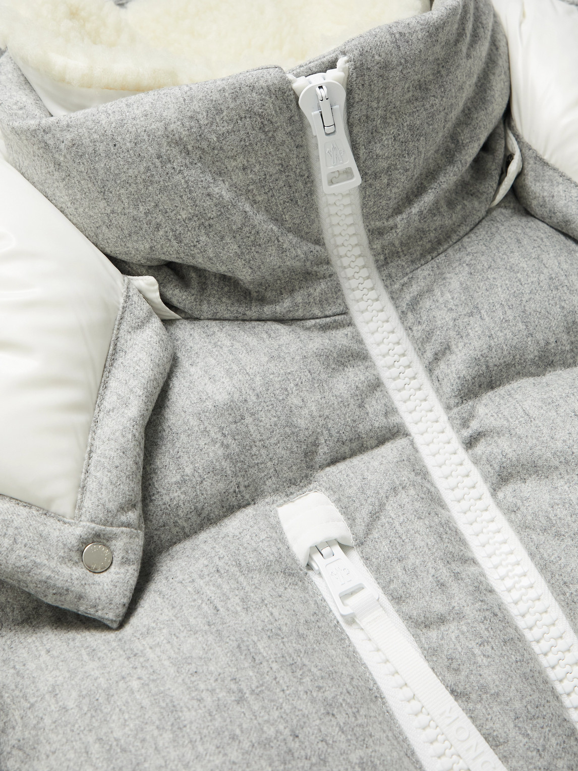 Moncler Tarentaise Quilted Virgin Wool-flannel Hooded Down Jacket In Gray