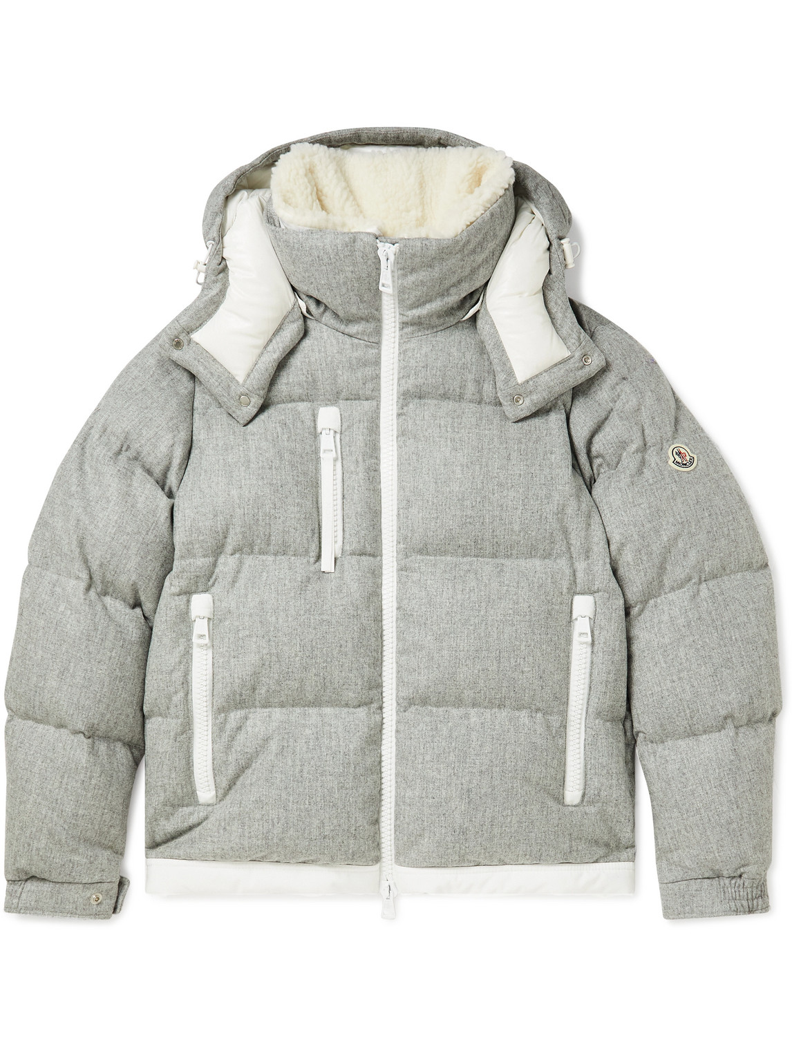 Moncler Tarentaise Quilted Virgin Wool-flannel Hooded Down Jacket In Gray