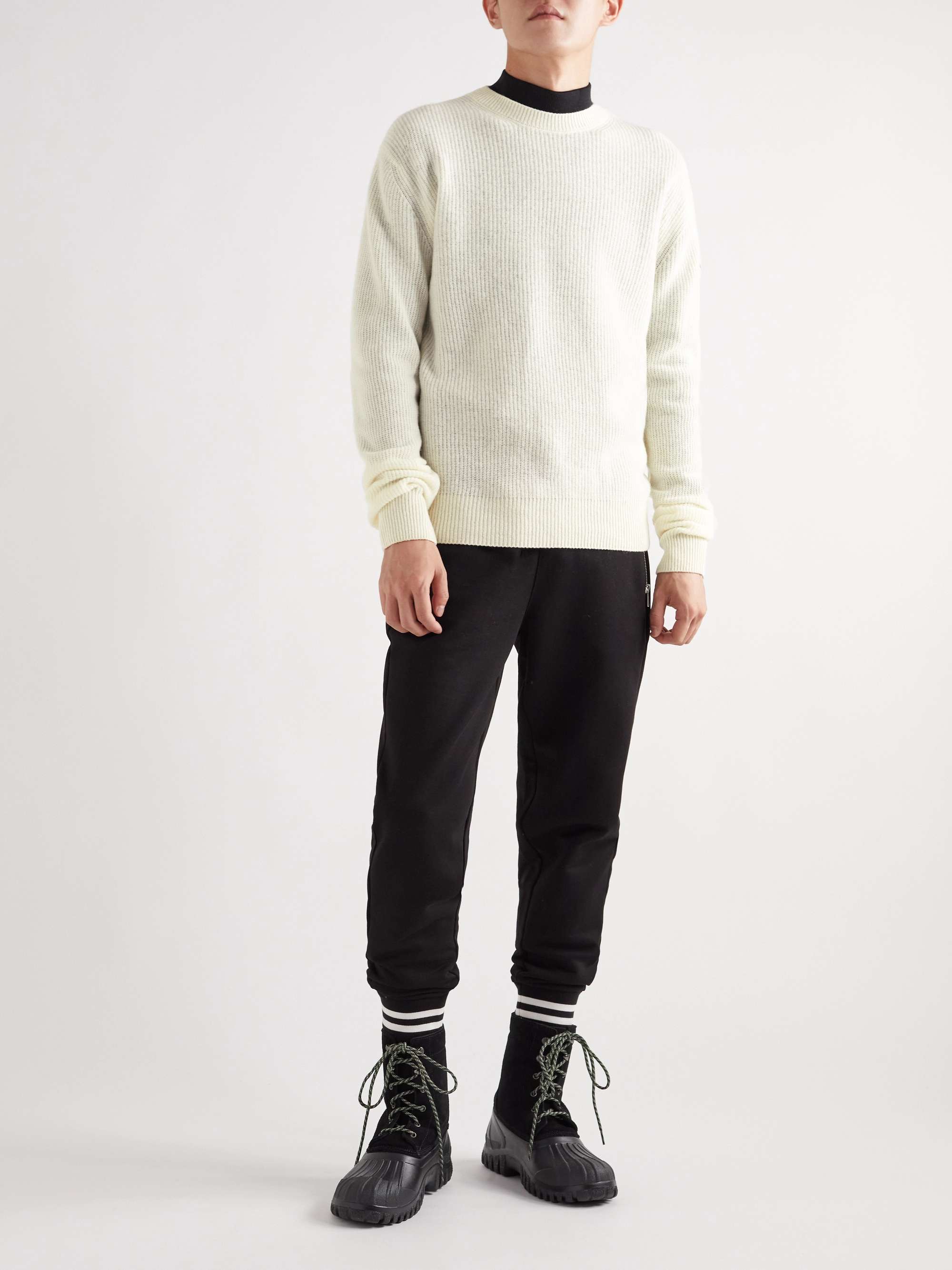 MONCLER Ribbed Virgin Wool and Cashmere-Blend Sweater
