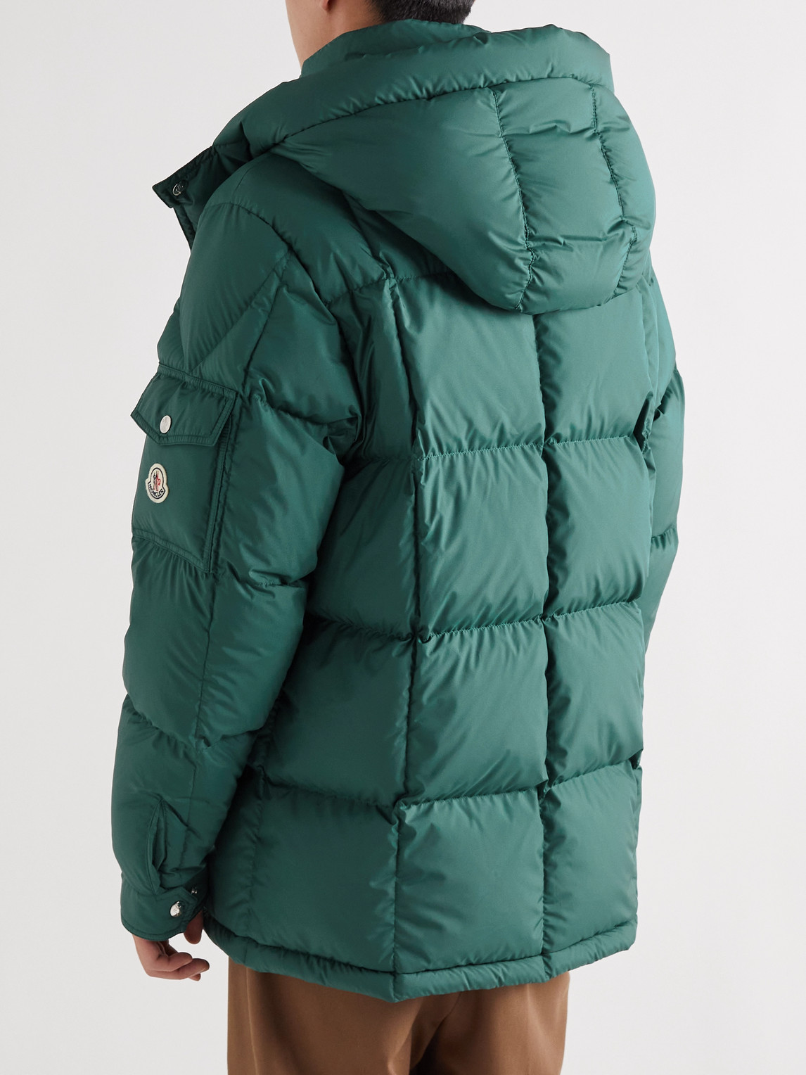 Shop Moncler Mariveles Logo-appliquéd Quilted Shell Hooded Down Jacket In Green