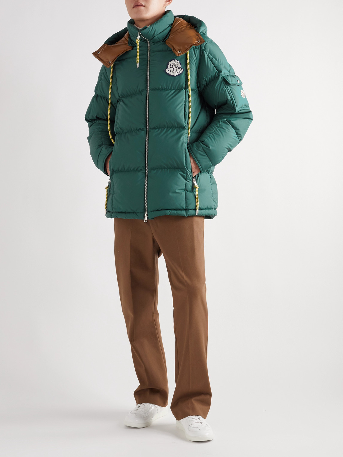 Shop Moncler Mariveles Logo-appliquéd Quilted Shell Hooded Down Jacket In Green