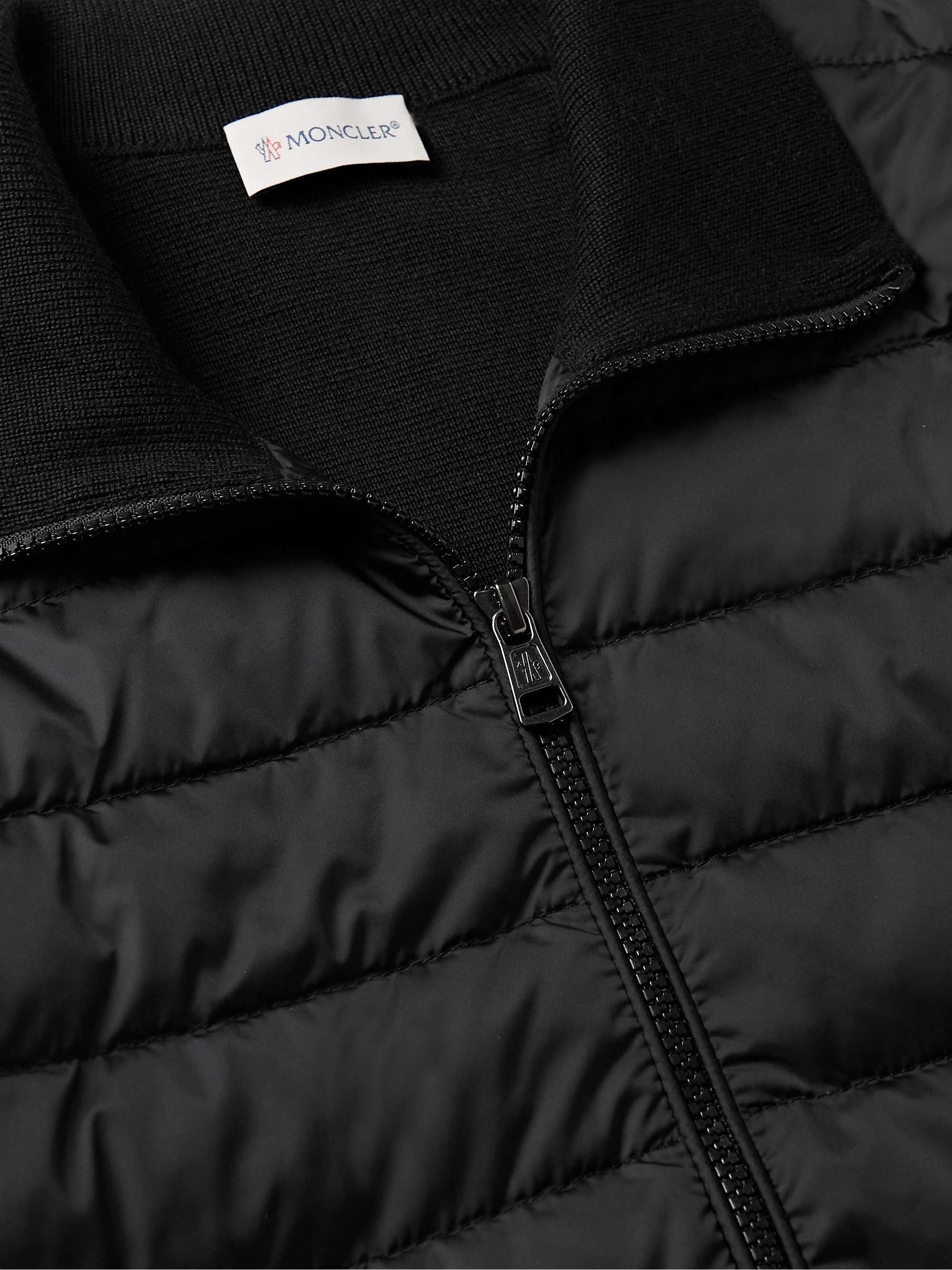 MONCLER Slim-Fit Panelled Wool-Blend and Quilted Shell Down Zip-Up Cardigan