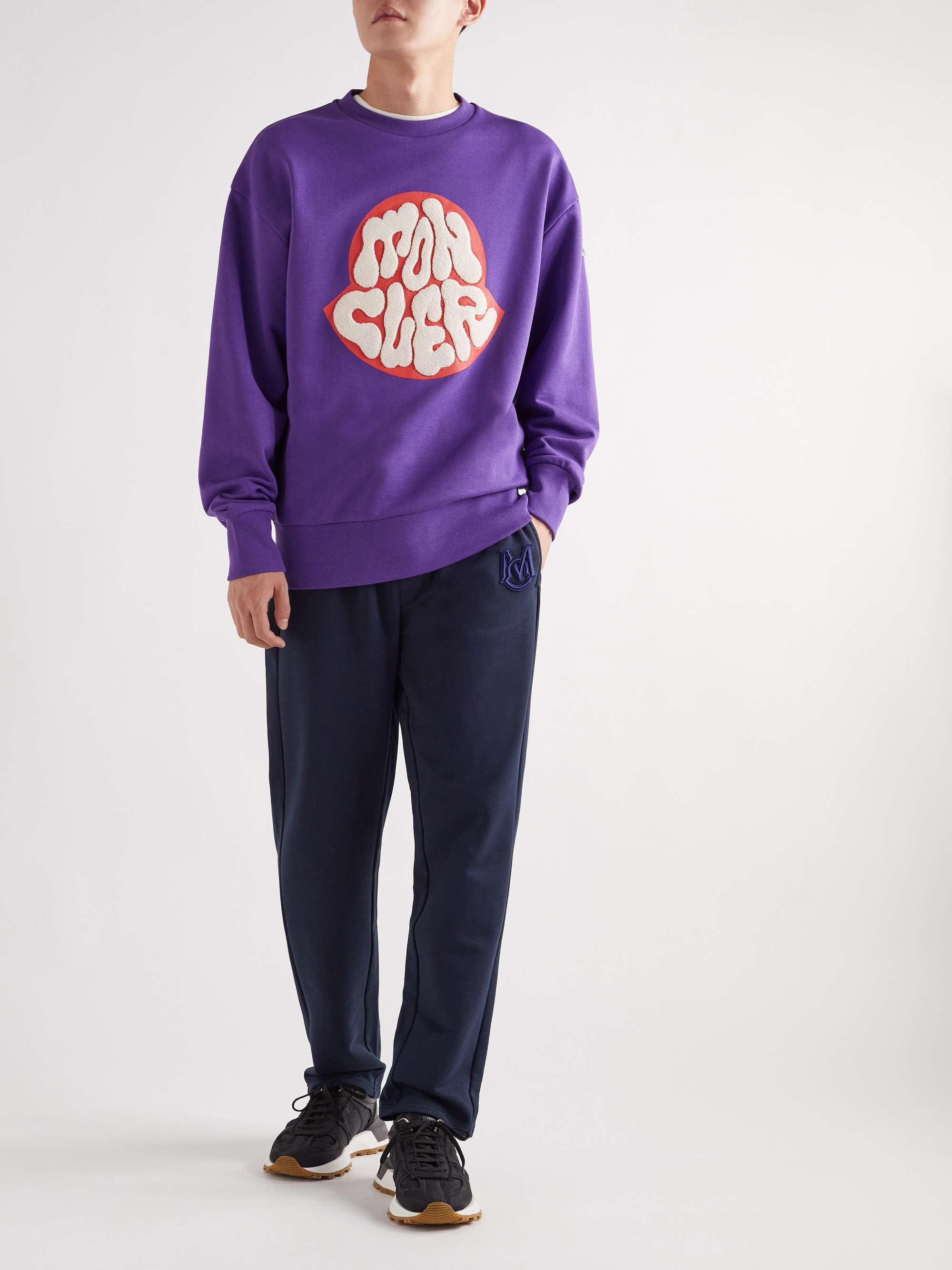 MONCLER Tapered Logo-Appliquéd Cotton-Jersey Sweatpants