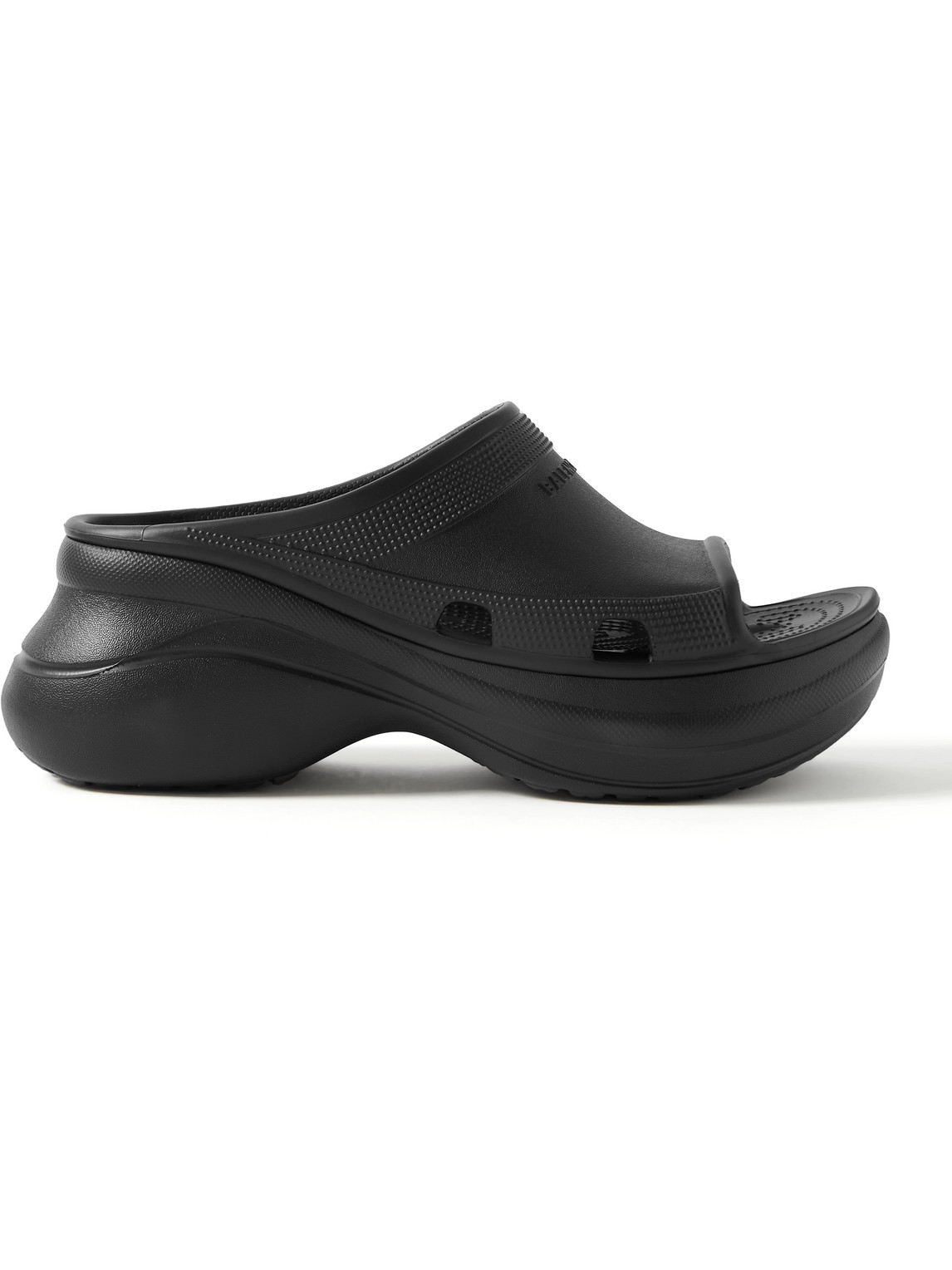 Balenciaga X Crocs Moulded-rubber Platform Slides In Black
