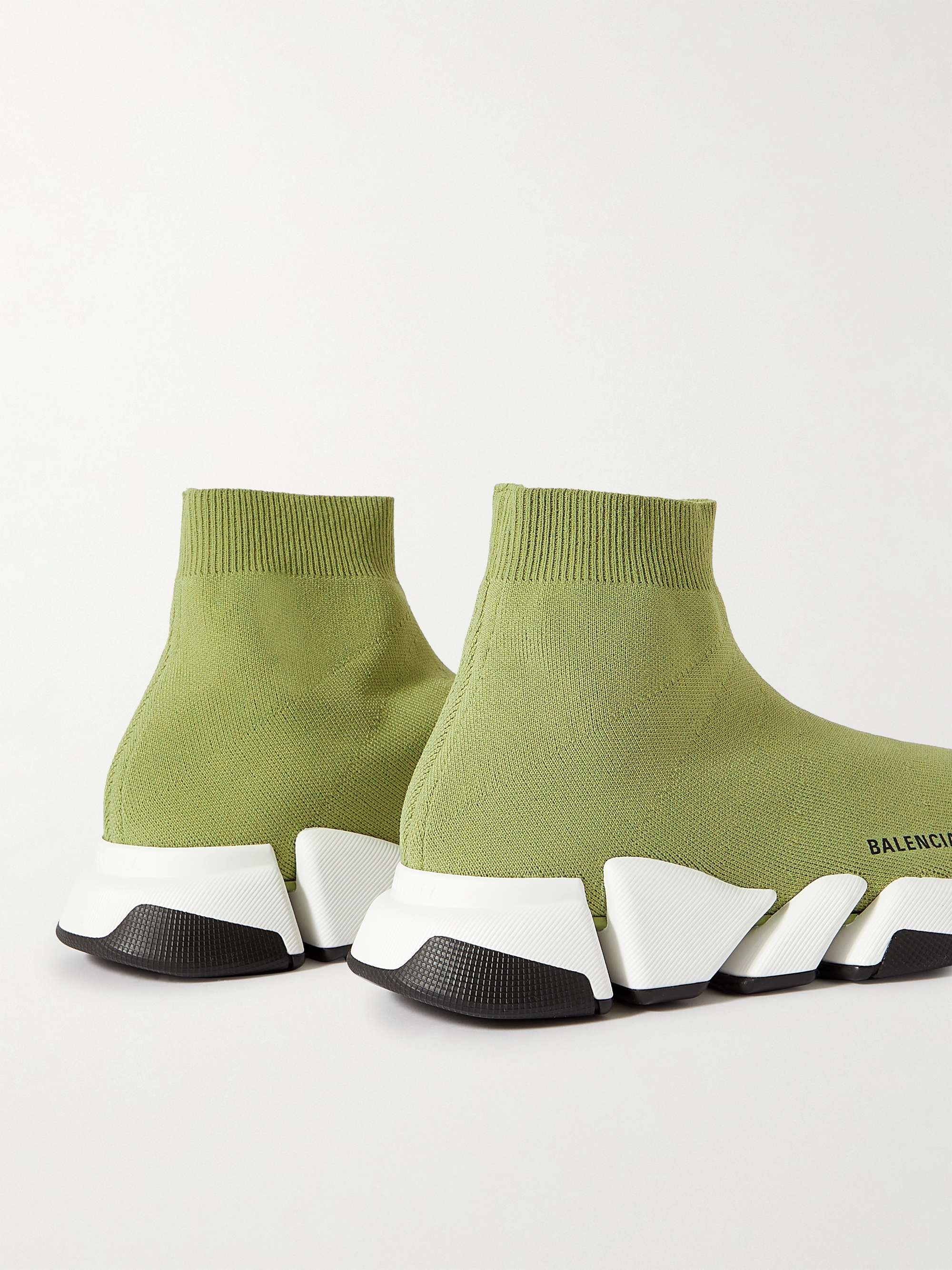 BALENCIAGA Speed 2.0 Logo-Print Stretch-Knit Slip-On Sneakers