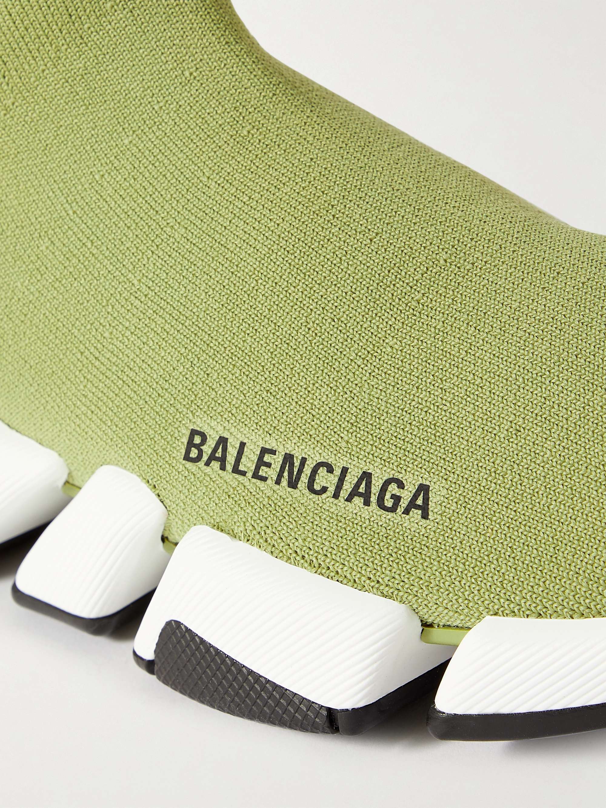 BALENCIAGA Speed 2.0 Logo-Print Stretch-Knit Slip-On Sneakers