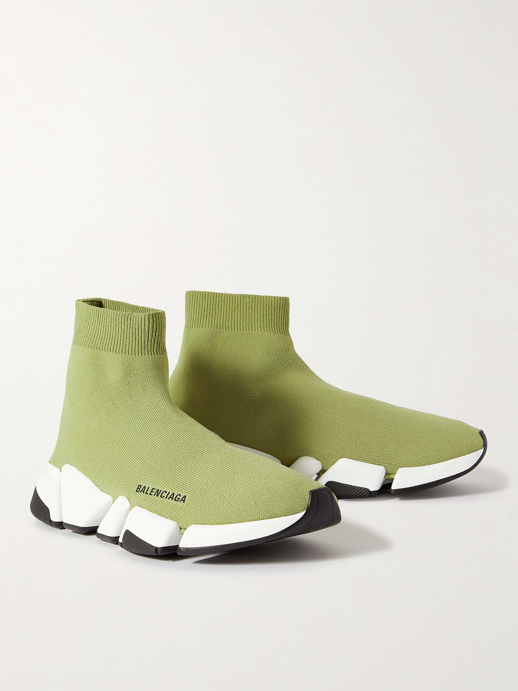 BALENCIAGA Speed 2.0 Logo-Print Stretch-Knit Slip-On Sneakers