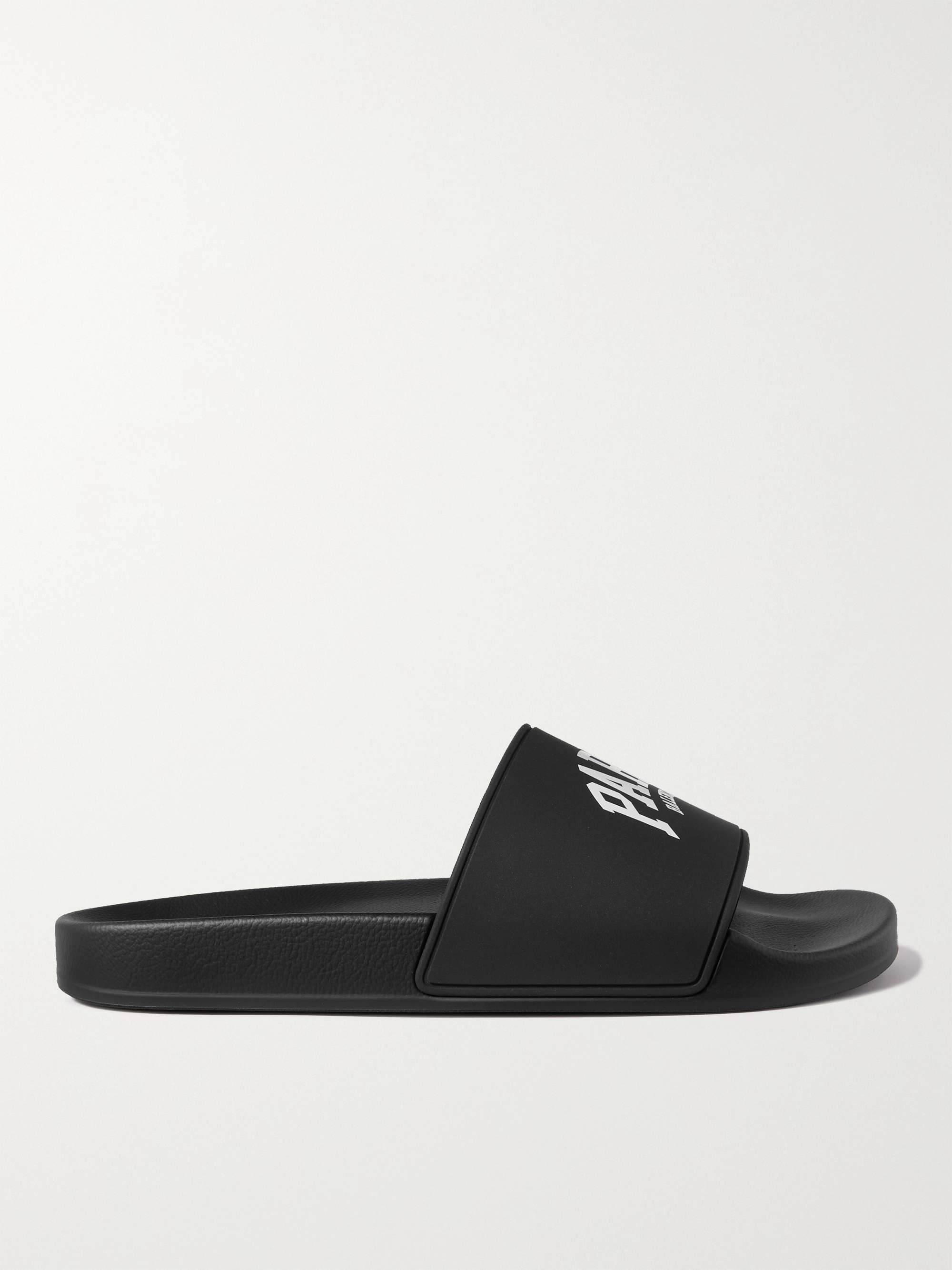 BALENCIAGA Logo-Print Rubber Slides for Men | MR PORTER