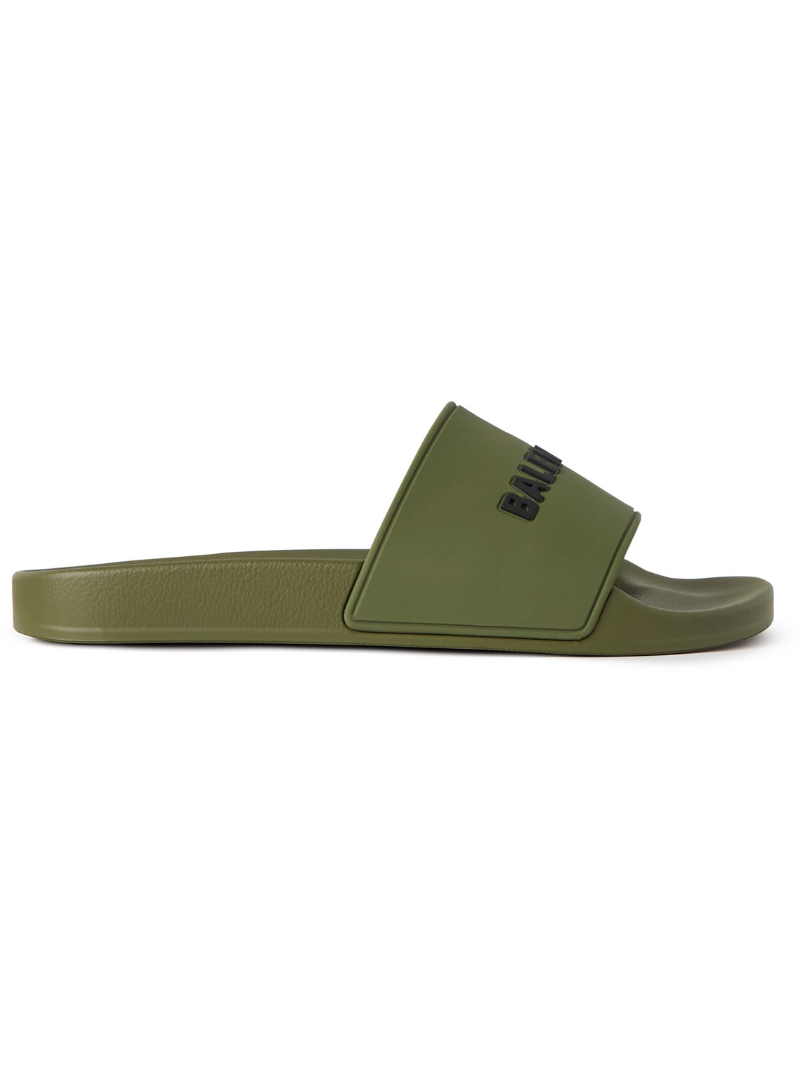 Balenciaga Logo-embossed Rubber Slides In Green