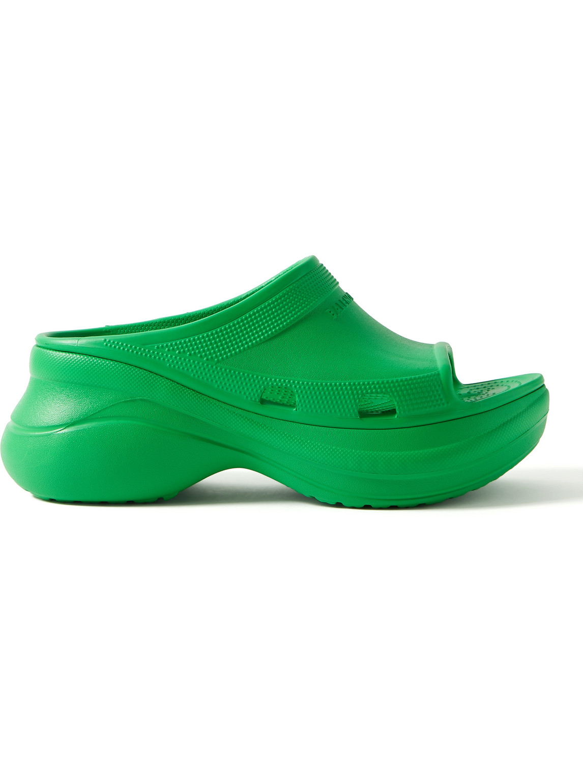 Balenciaga Green Crocs Edition Pool Slides In Green