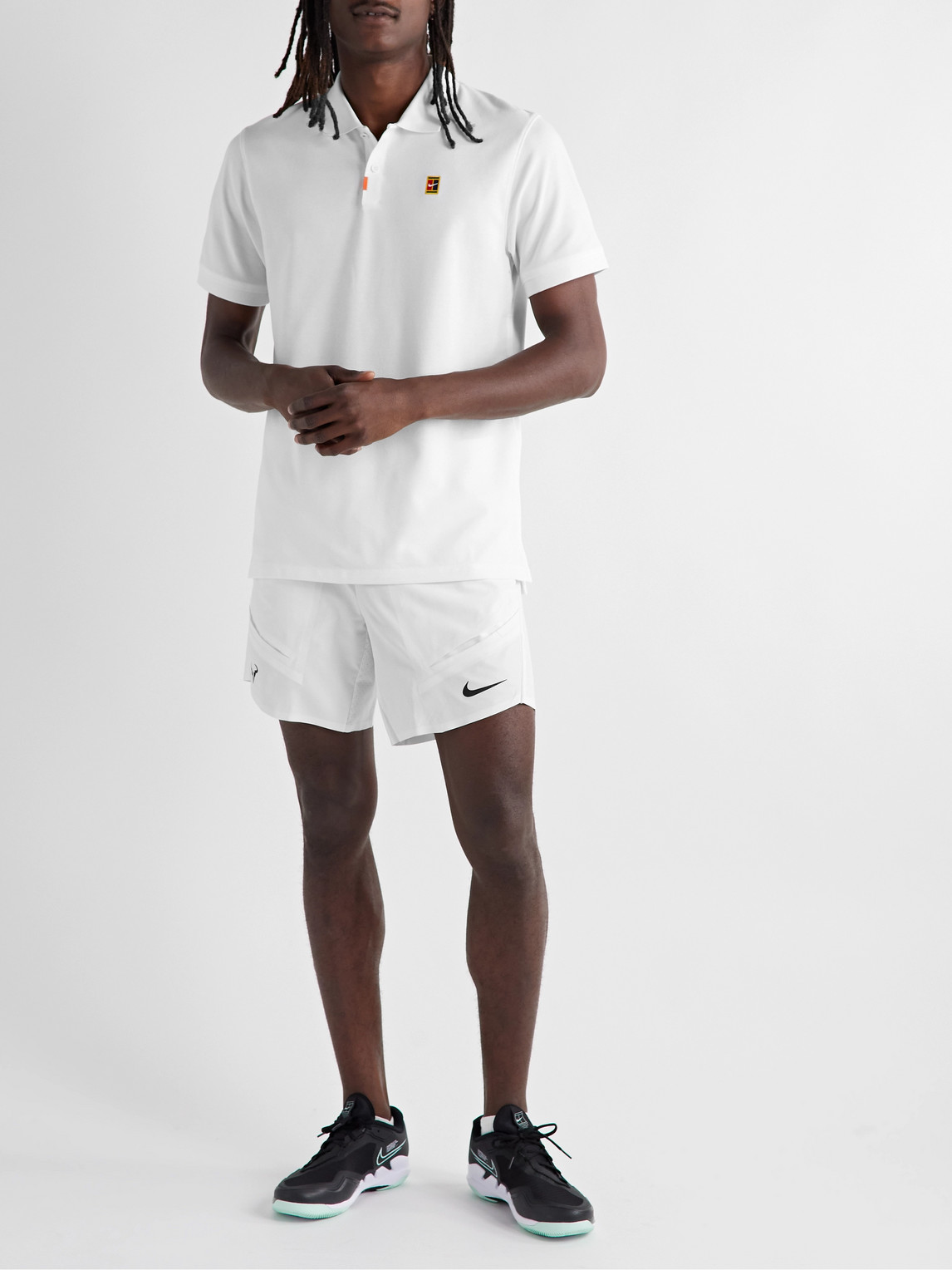 Shop Nike Slim-fit Logo-appliquéd Dri-fit Piqué Polo Shirt In White