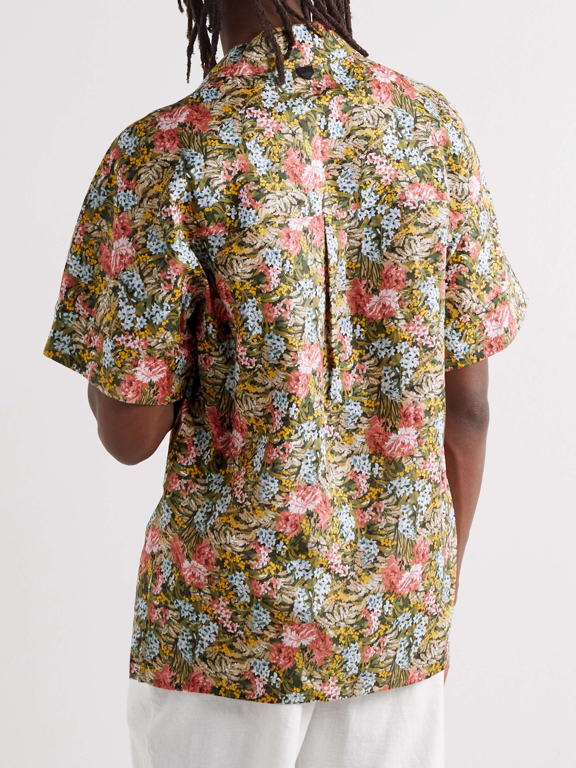 ERDEM Philip Camp-Collar Printed Linen Shirt