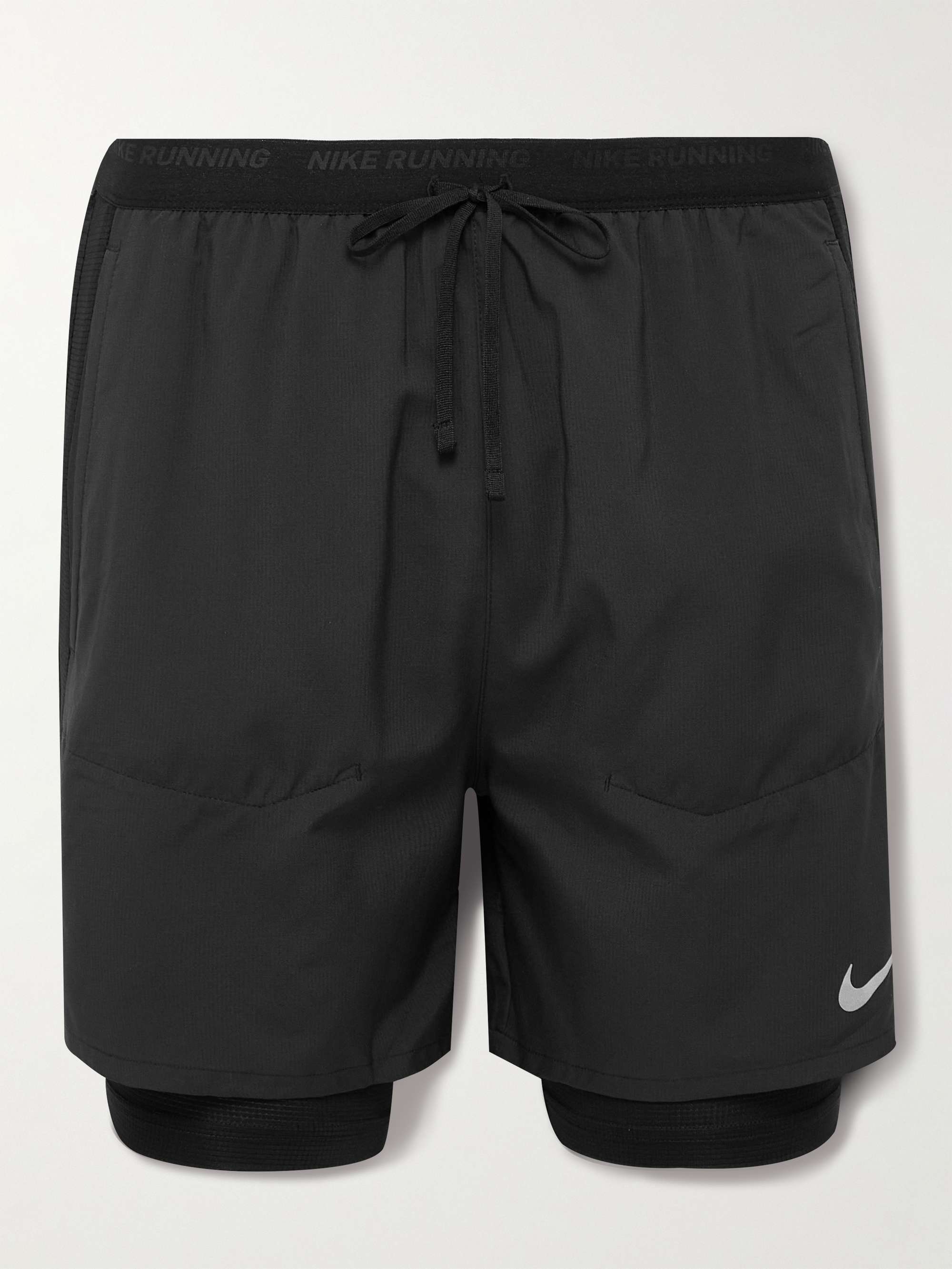 NIKE RUNNING Stride 2-in-1 Straight-Leg Mesh-Panelled Dri-FIT Ripstop ...