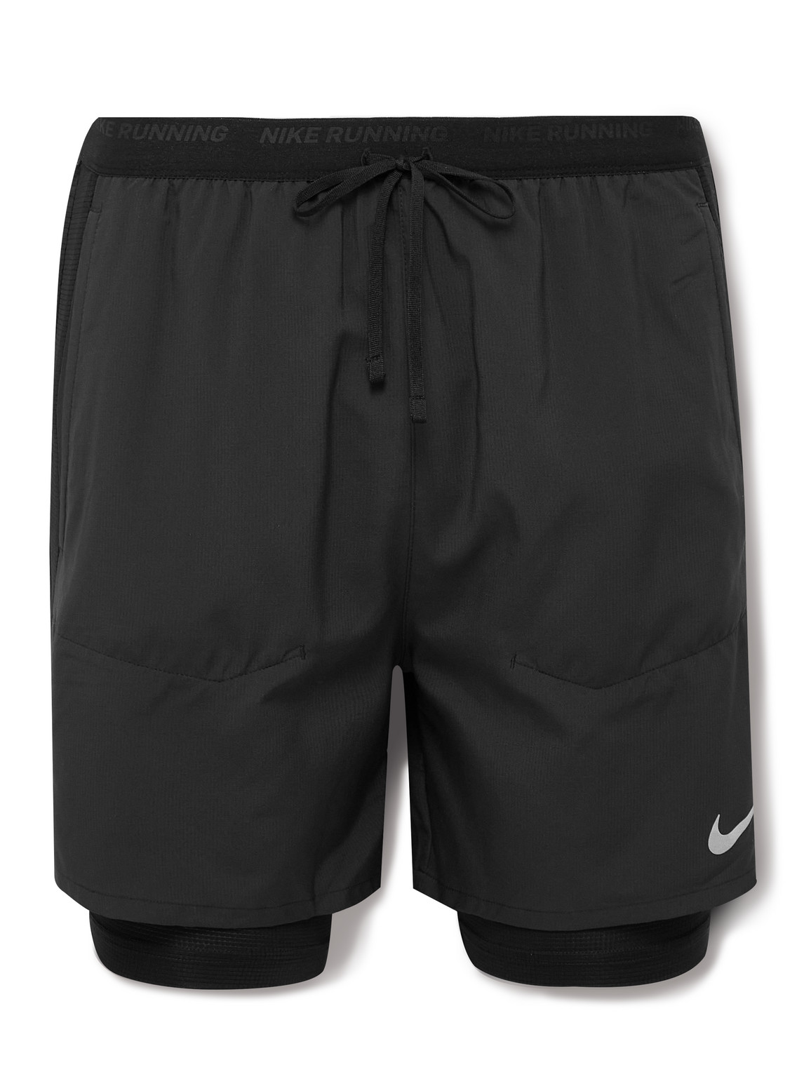 NIKE RUNNING - Stride 2-in-1 Straight-Leg Mesh-Panelled Dri-FIT Ripstop Drawstring Shorts - Men - Black - XXL