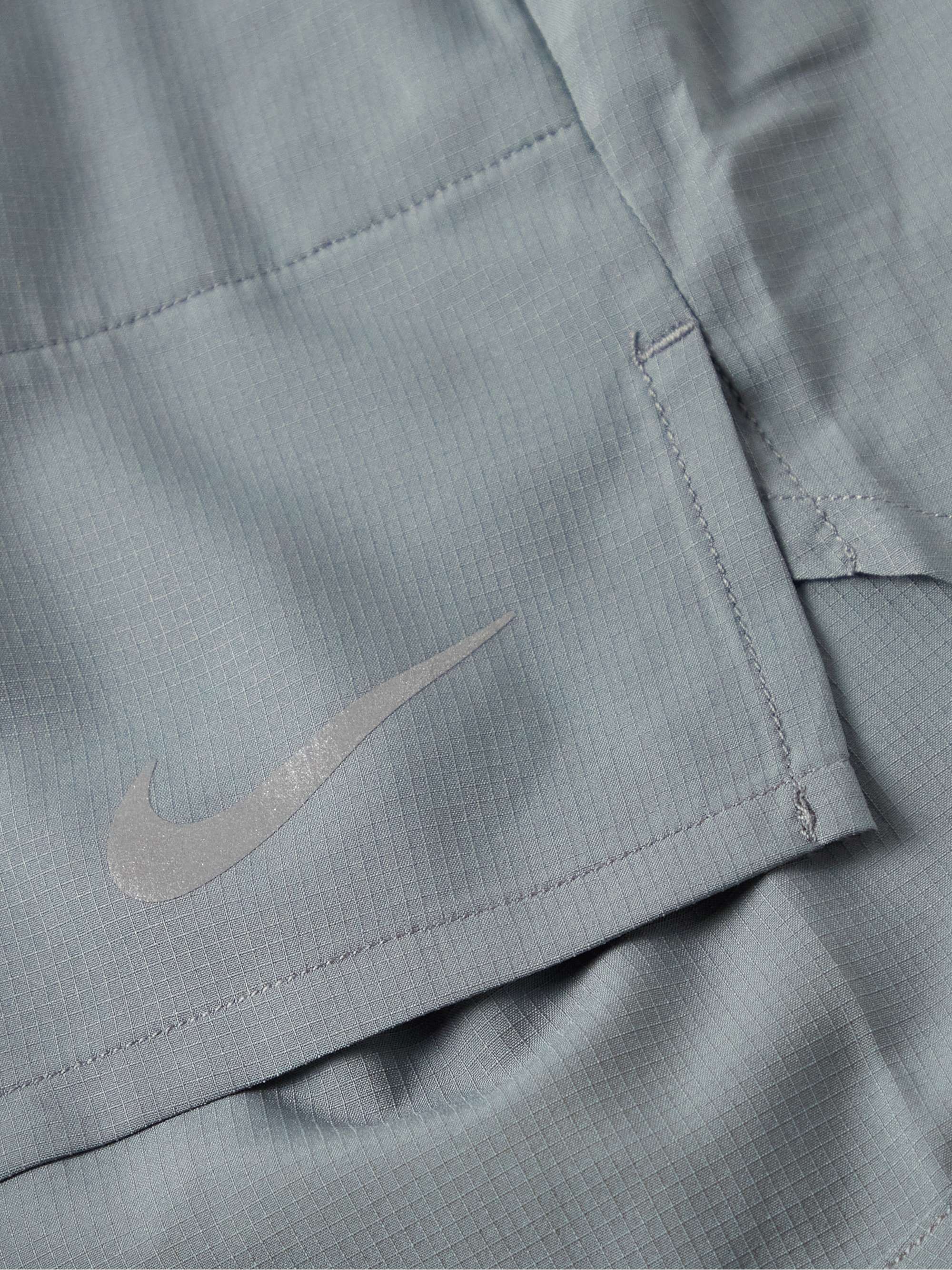NIKE RUNNING Stride Straight-Leg Mesh-Panelled Dri-FIT Ripstop Shorts