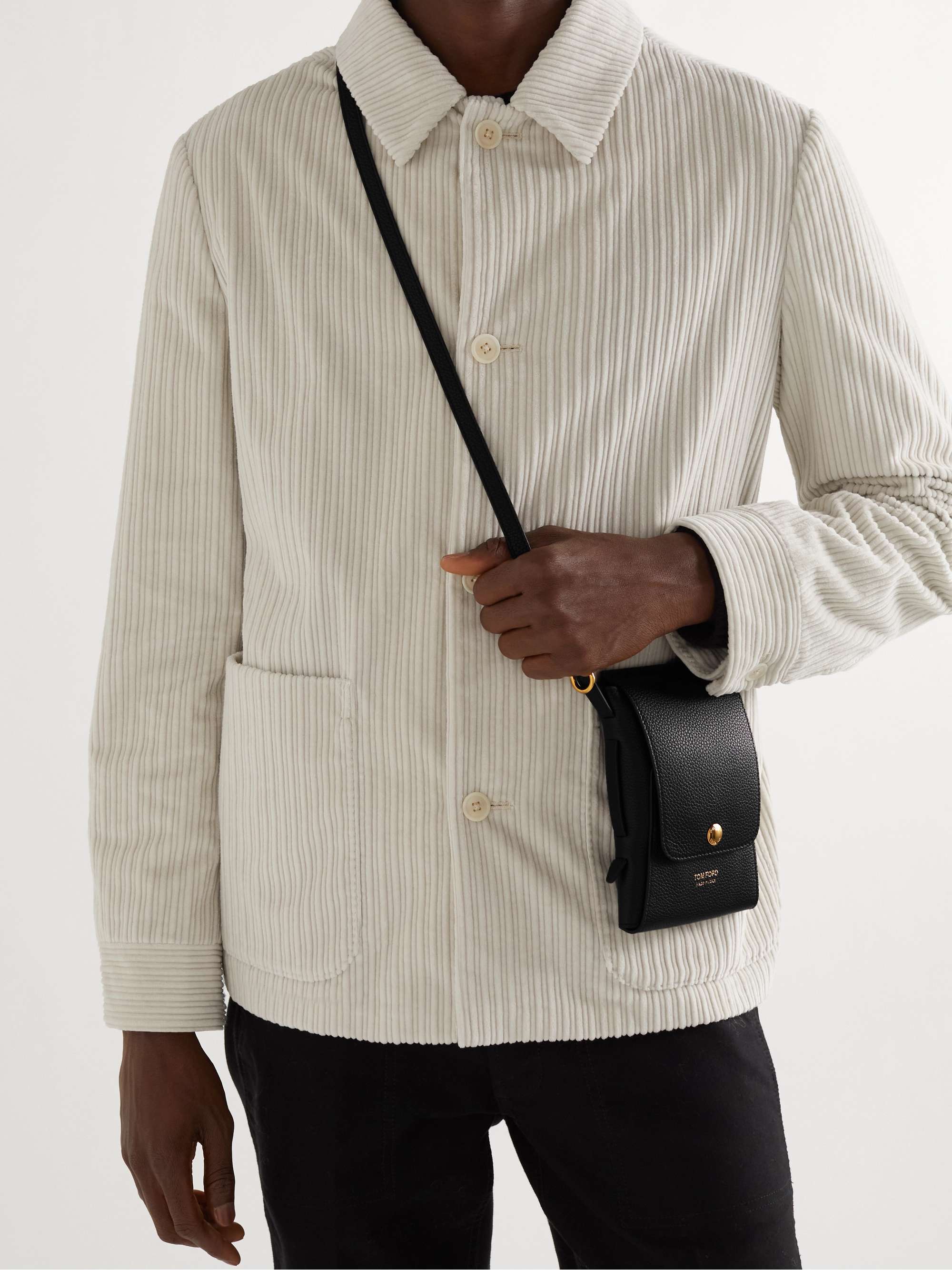 TOM FORD Pebble-Grain Leather Messenger Bag