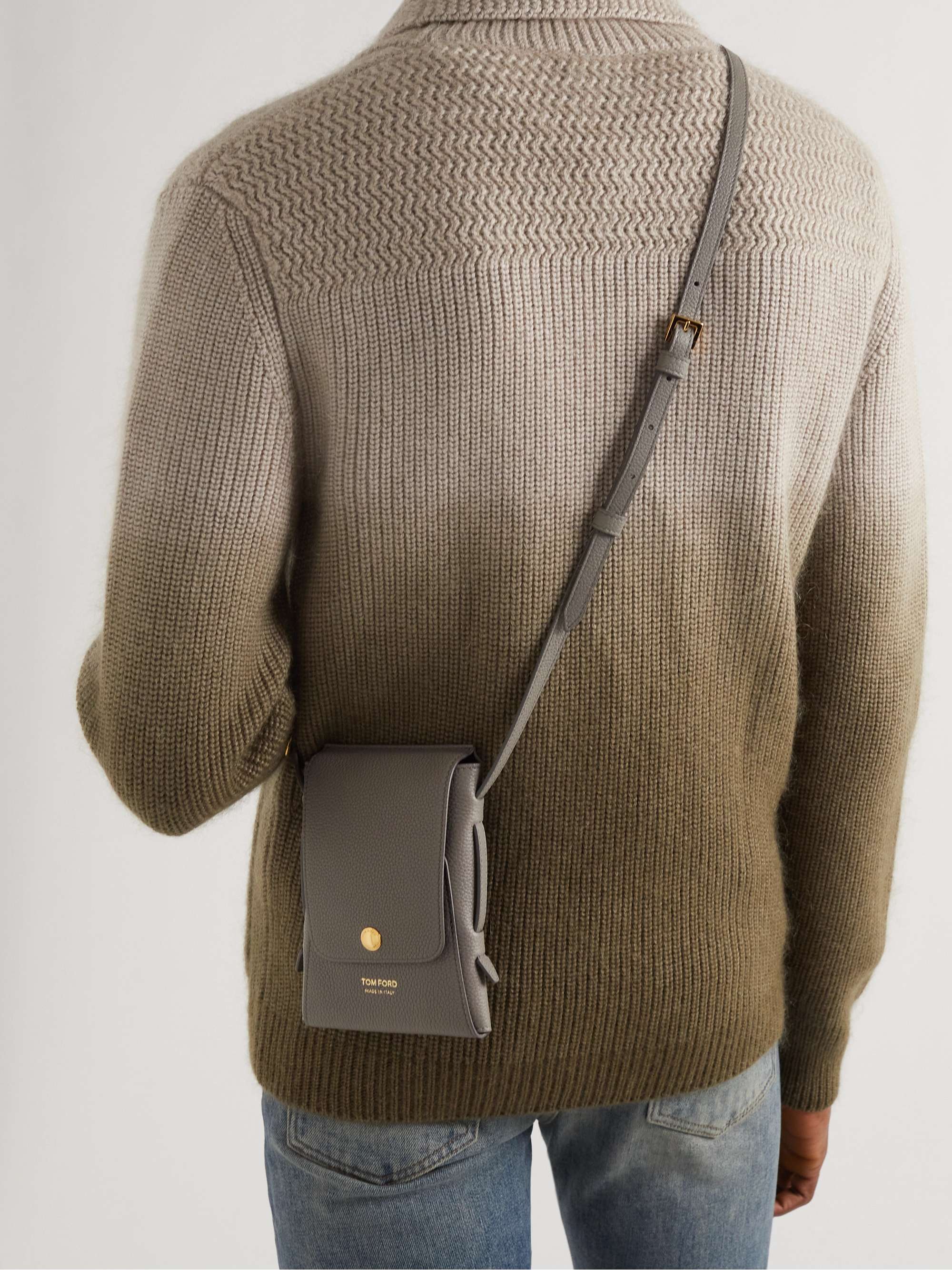 TOM FORD Pebble-Grain Leather Messenger Bag
