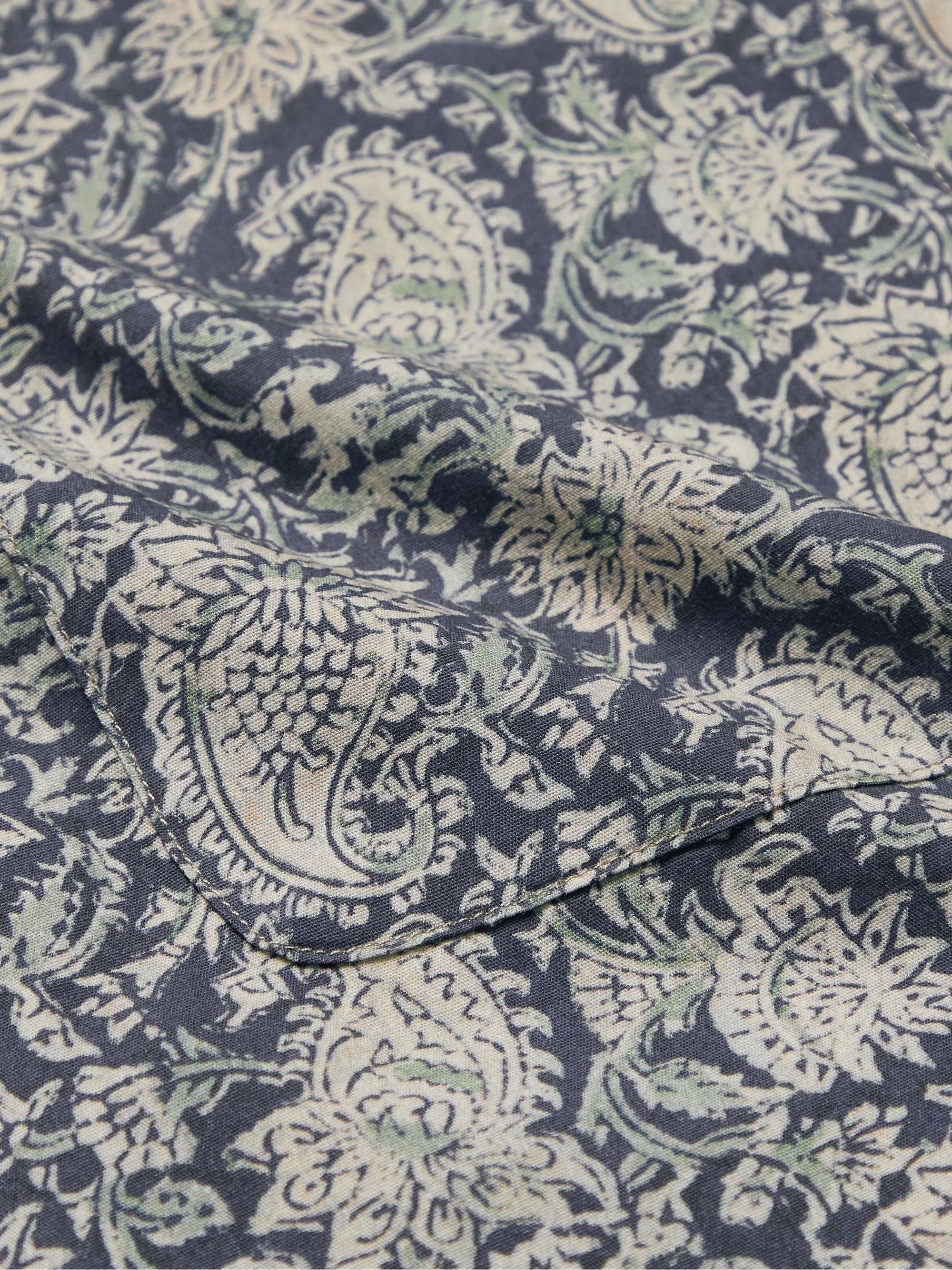 DE BONNE FACTURE Convertible-Collar Paisley-Print Linen Overshirt