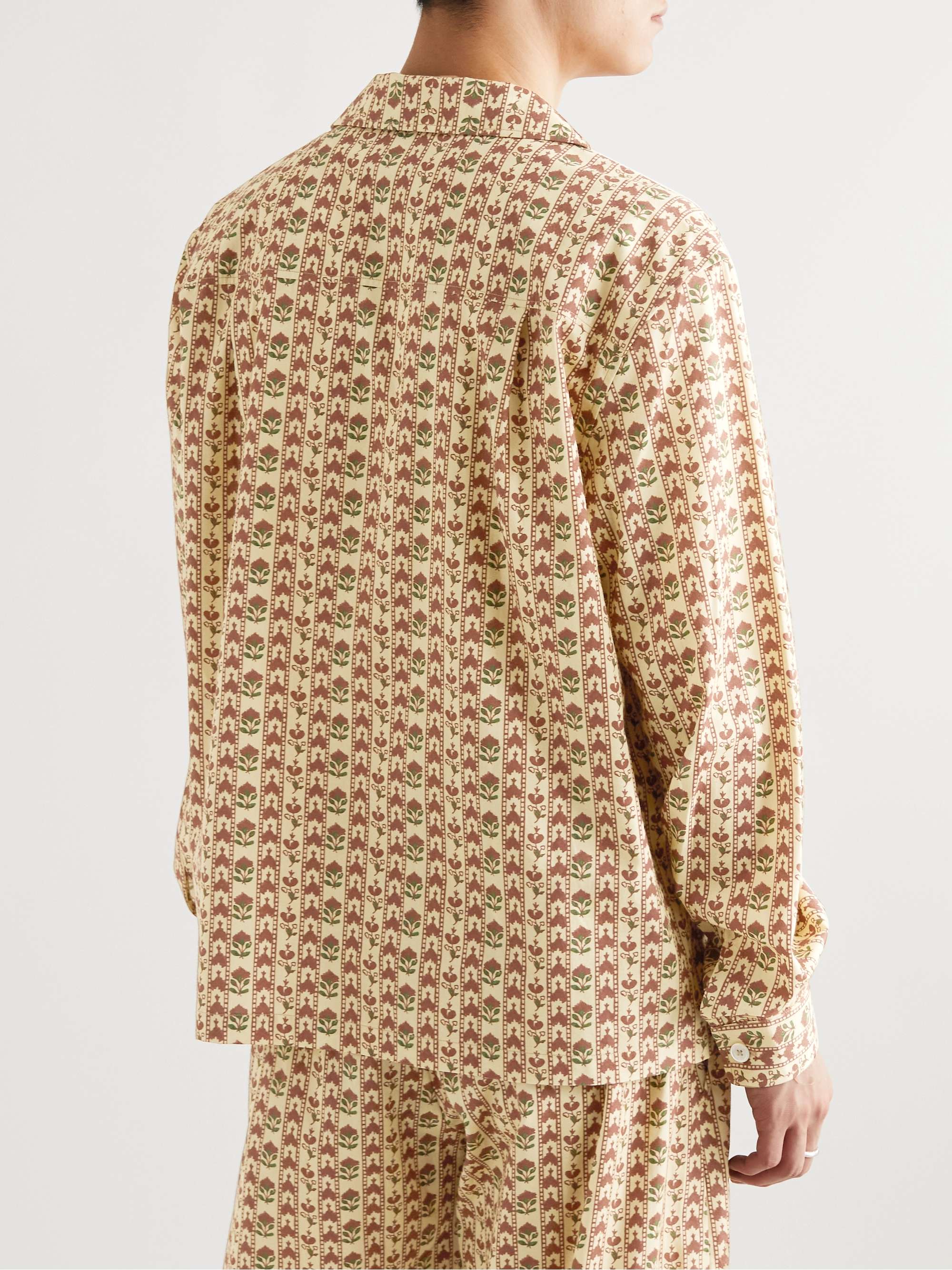 DE BONNE FACTURE Camp-Collar Printed Cotton-Voile Overshirt