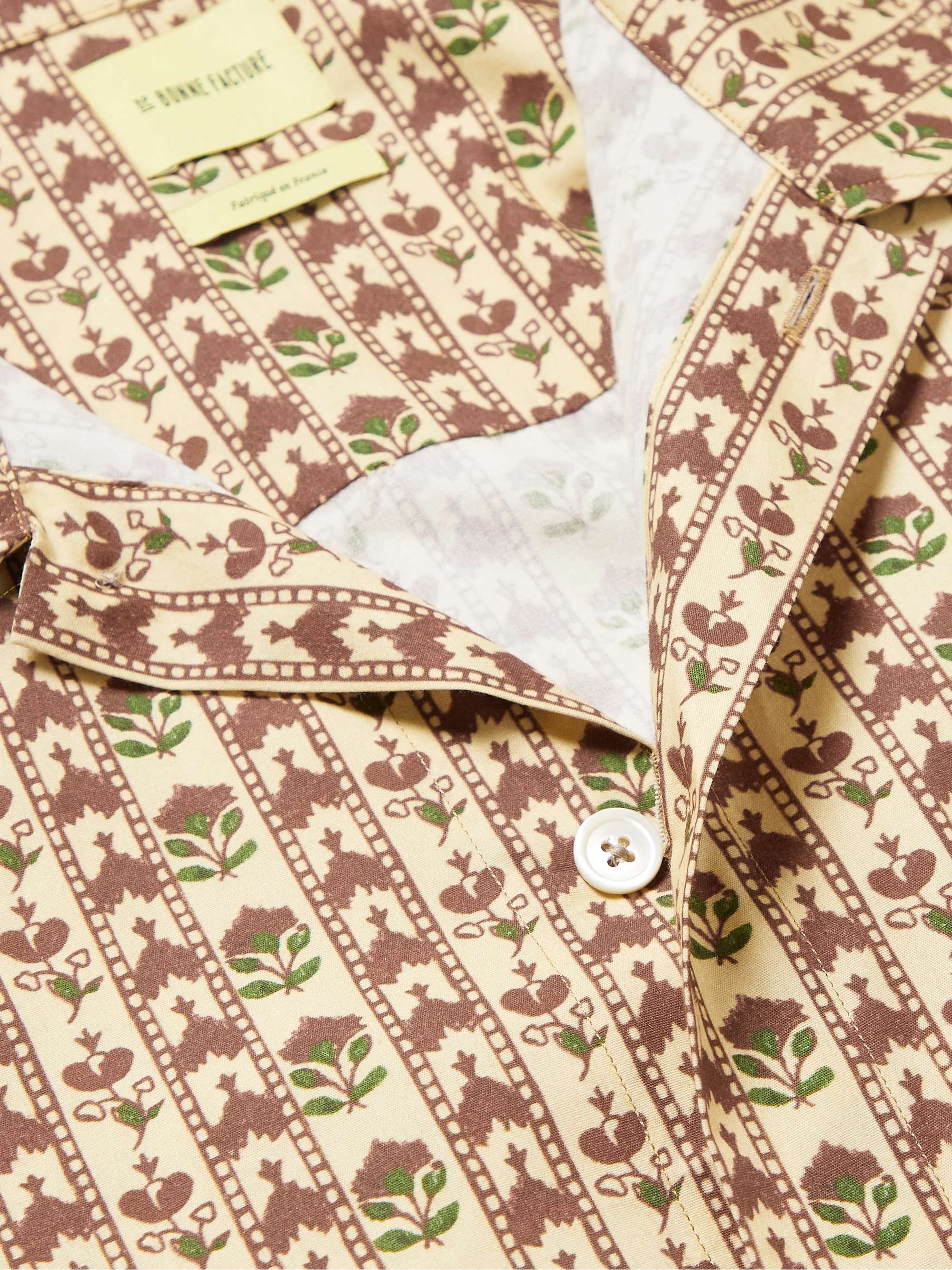 DE BONNE FACTURE Camp-Collar Printed Cotton-Voile Overshirt