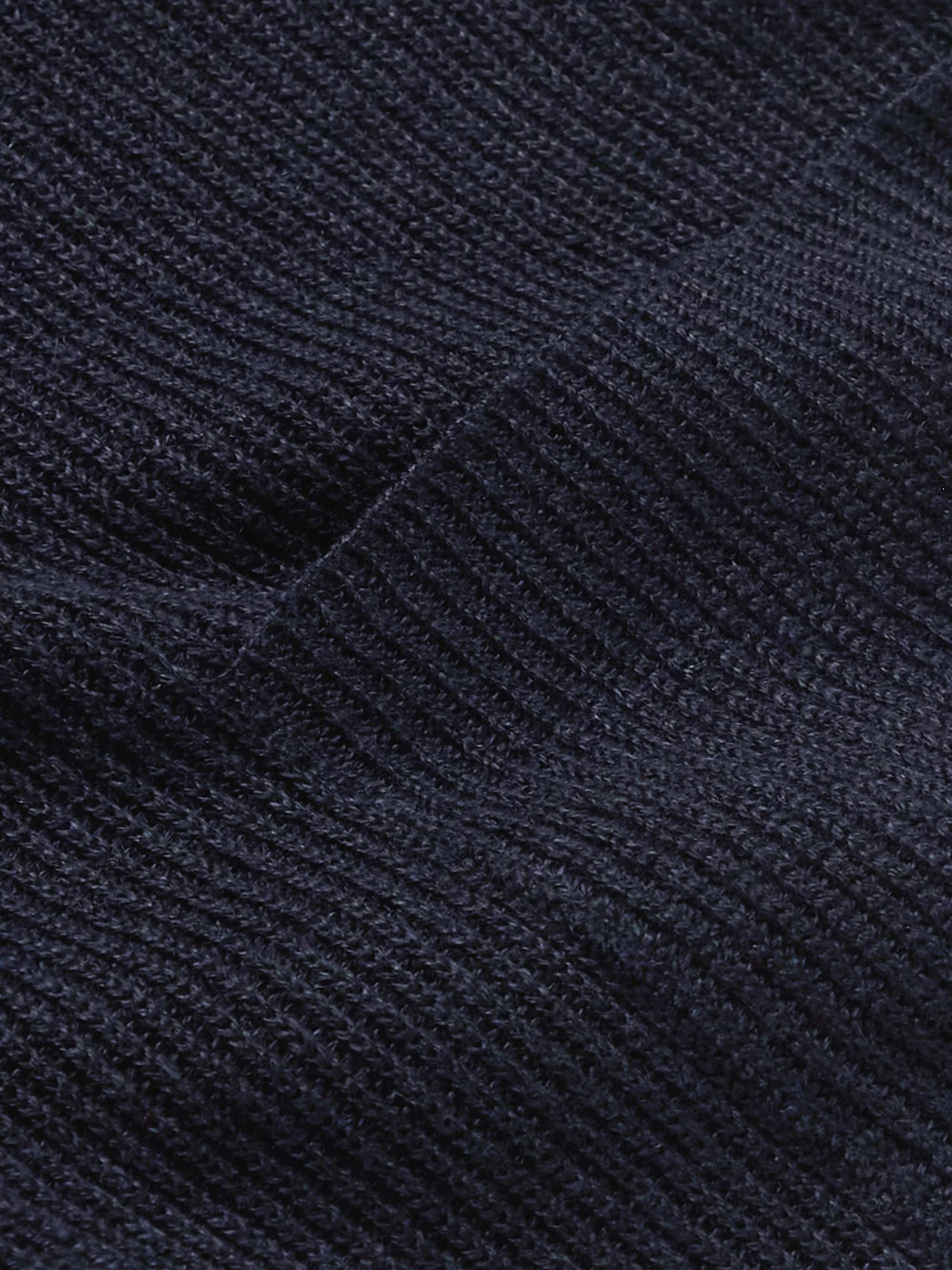 Shawl-Collar Ribbed Organic Linen and Wool-Blend Cardigan