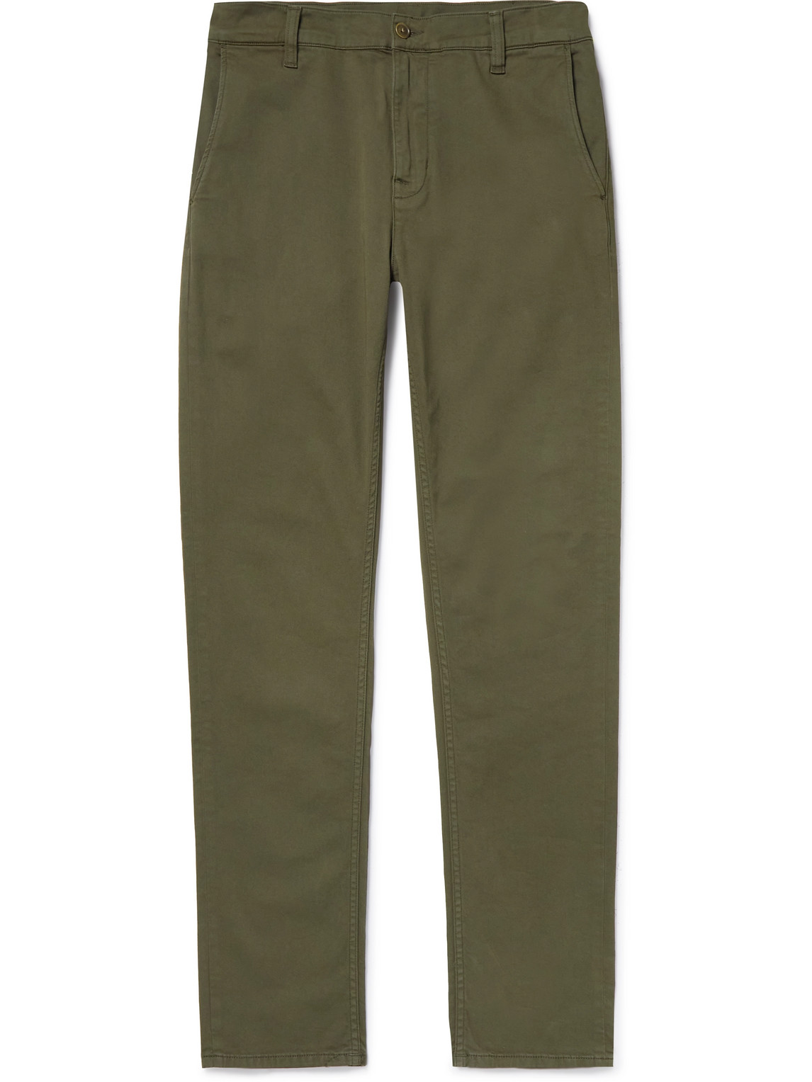 Nudie Jeans Easy Alvin Slim-fit Organic Cotton-blend Trousers In Green