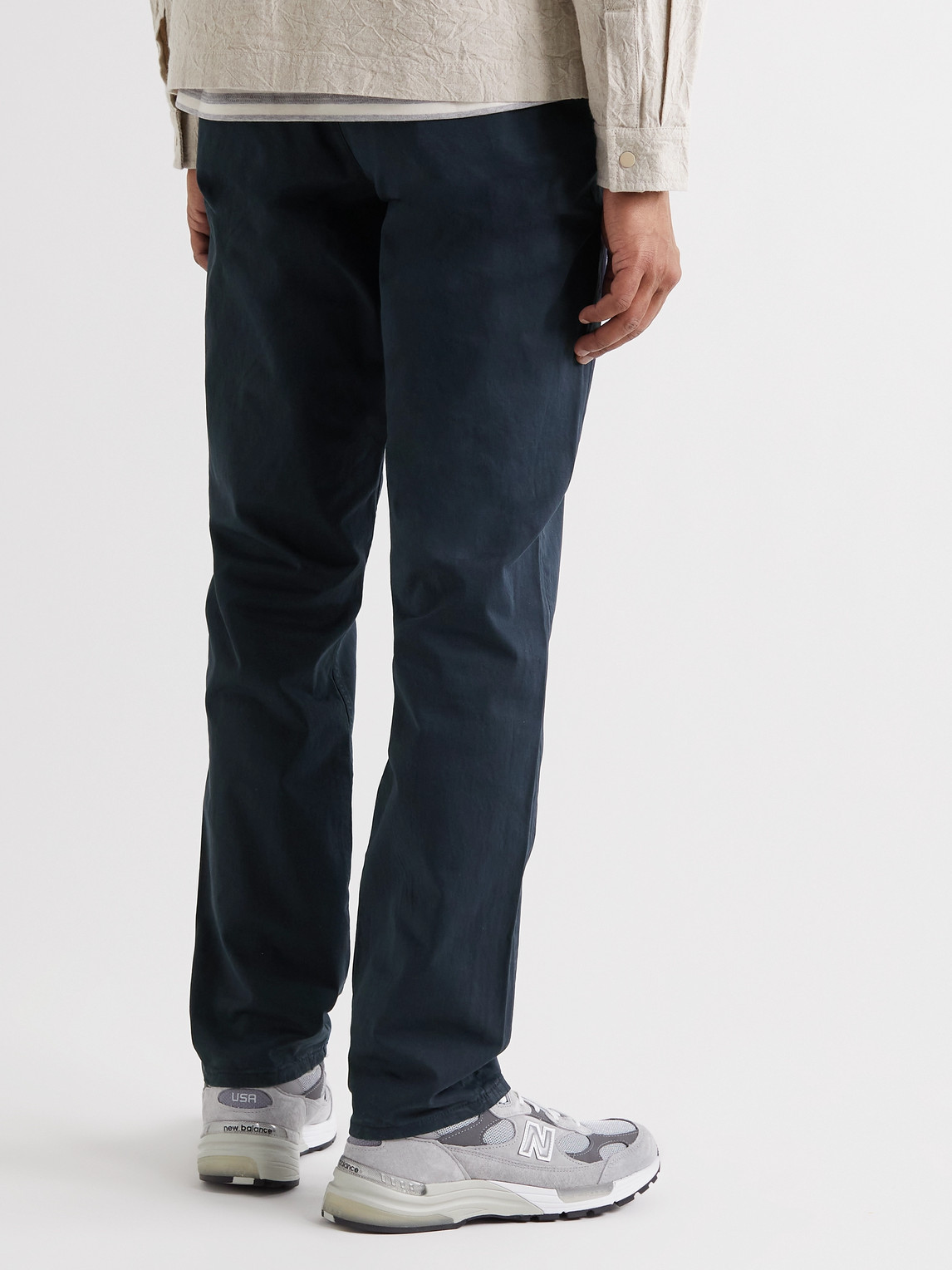 Shop Nudie Jeans Easy Alvin Slim-fit Organic Stretch-cotton Trousers In Blue