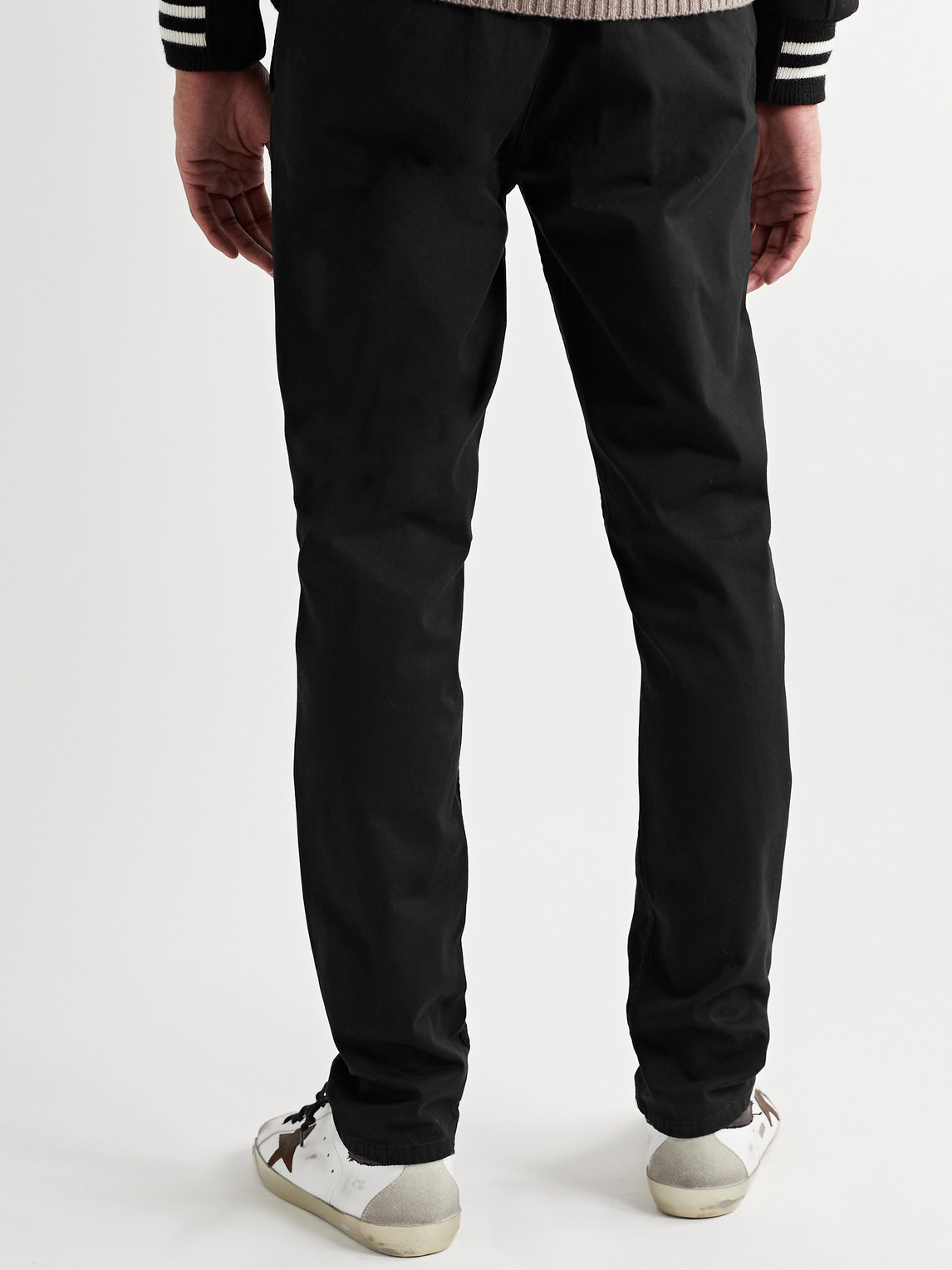 Shop Nudie Jeans Easy Alvin Slim-fit Organic Cotton-blend Trousers In Black