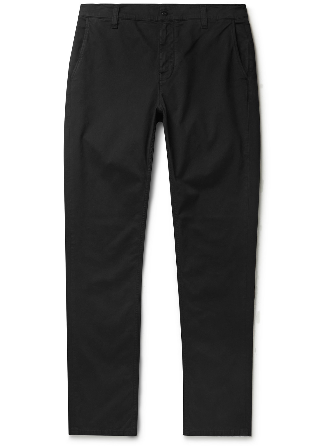 Shop Nudie Jeans Easy Alvin Slim-fit Organic Cotton-blend Trousers In Black