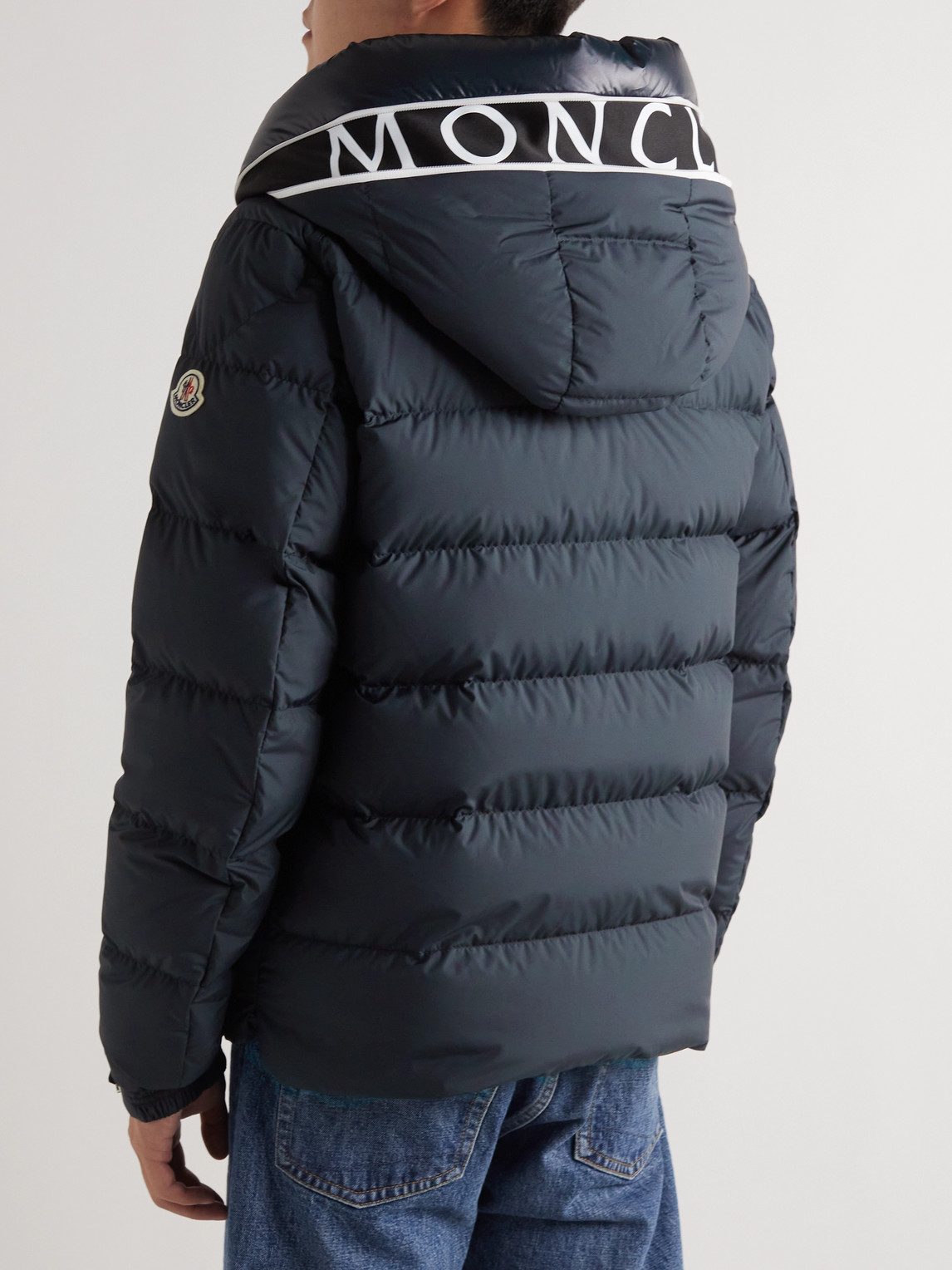 Moncler Cardere Logo-print Quilted Shell Hooded Down Jacket In Black