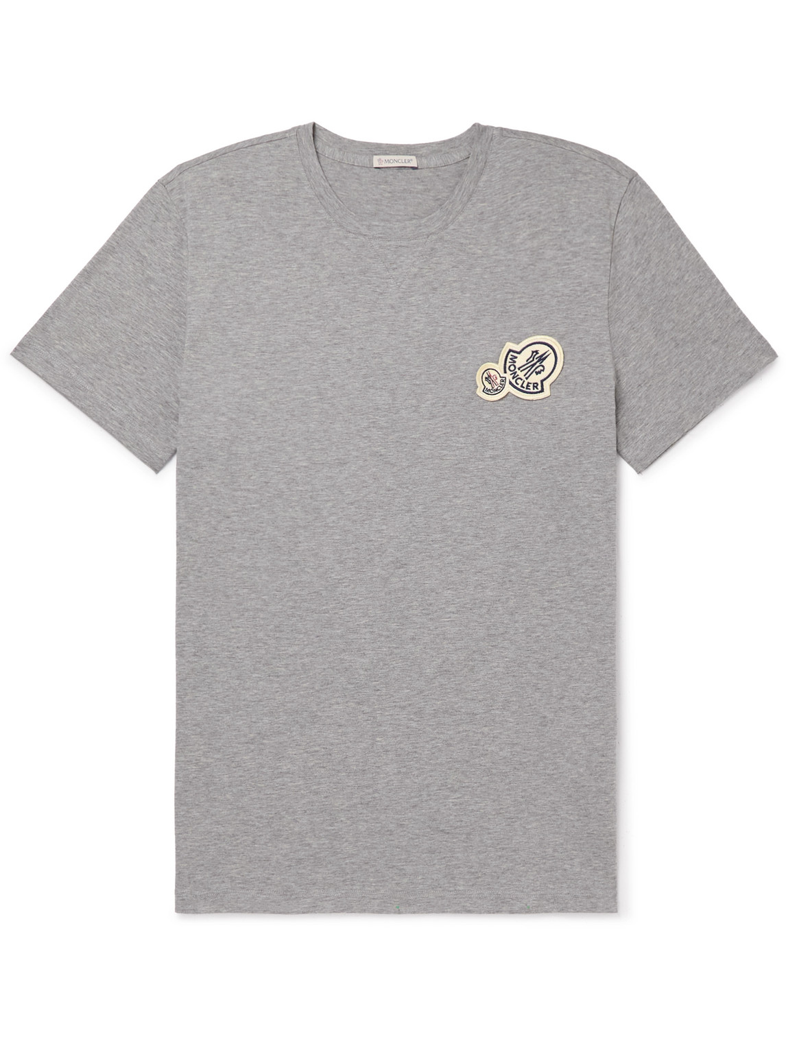 Moncler Logo-appliquéd Cotton-jersey T-shirt In Gray