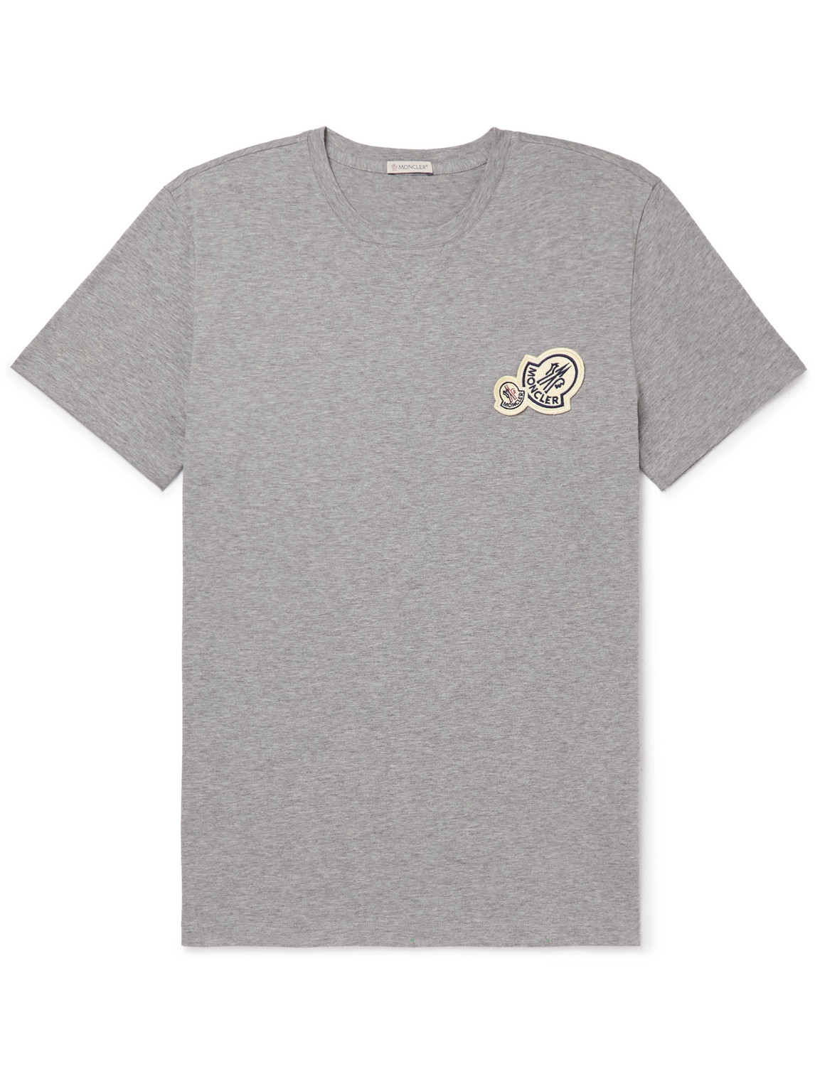 Moncler - Logo-Appliquéd Cotton-Jersey T-Shirt - Men - Gray - S