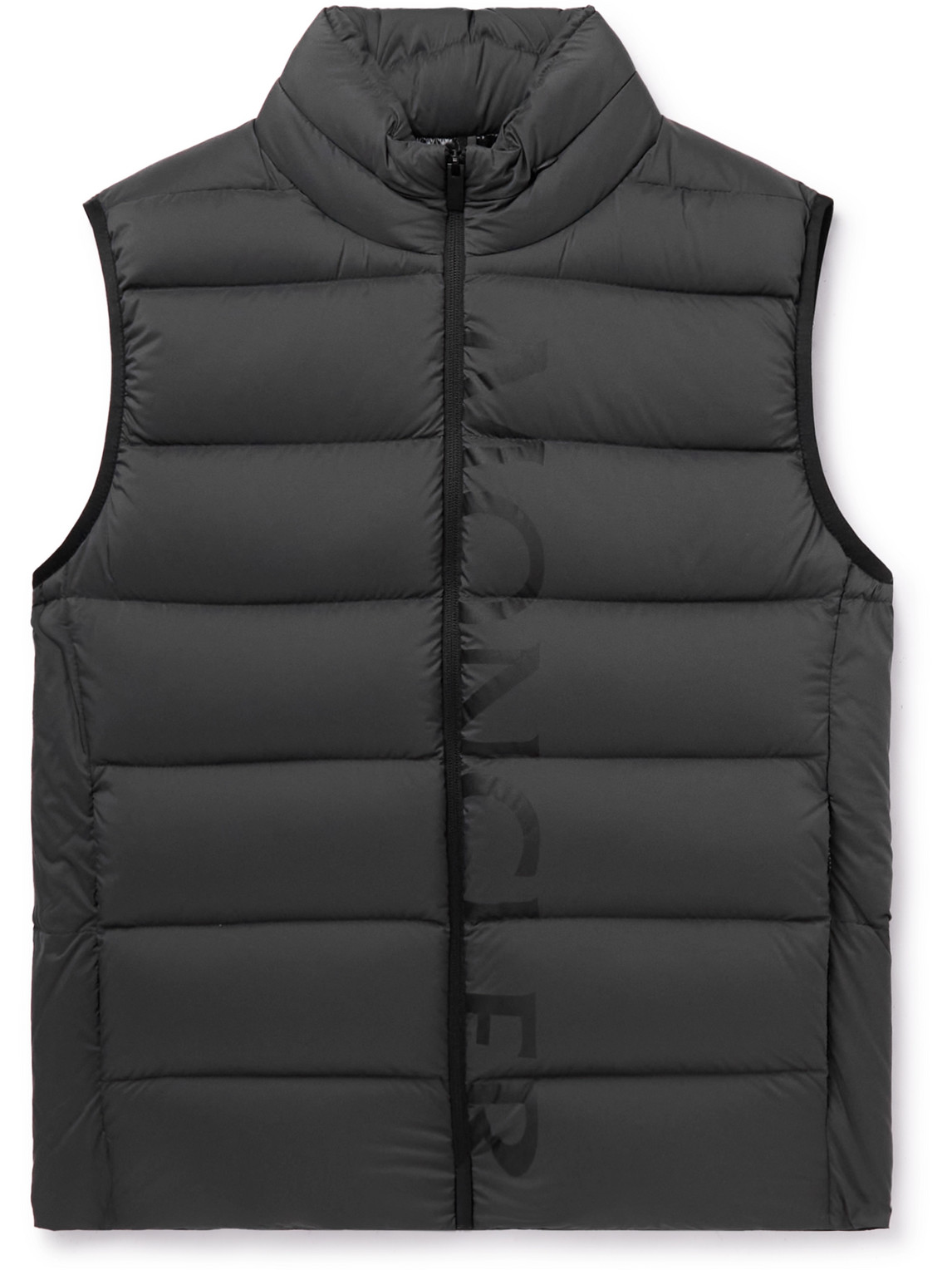Moncler Logo-print Quilted Nylon Down Gilet In Gray
