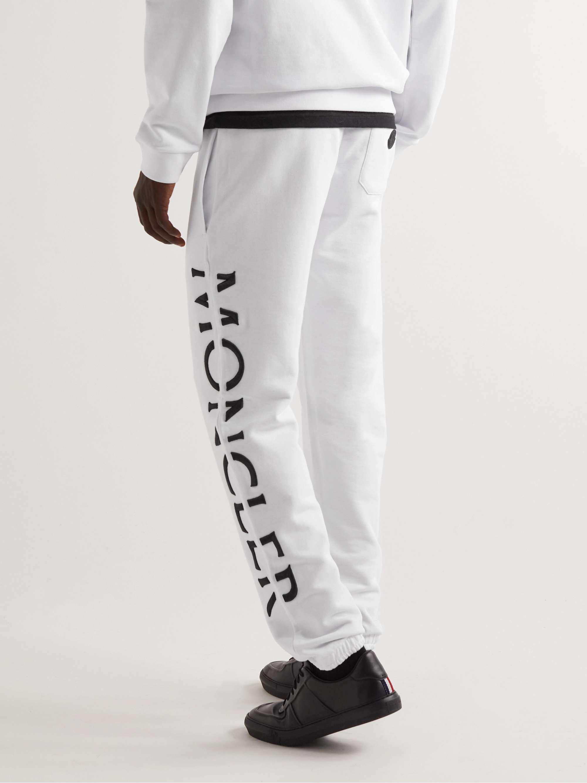 MONCLER Tapered Logo-Embroidered Cotton-Jersey Sweatpants